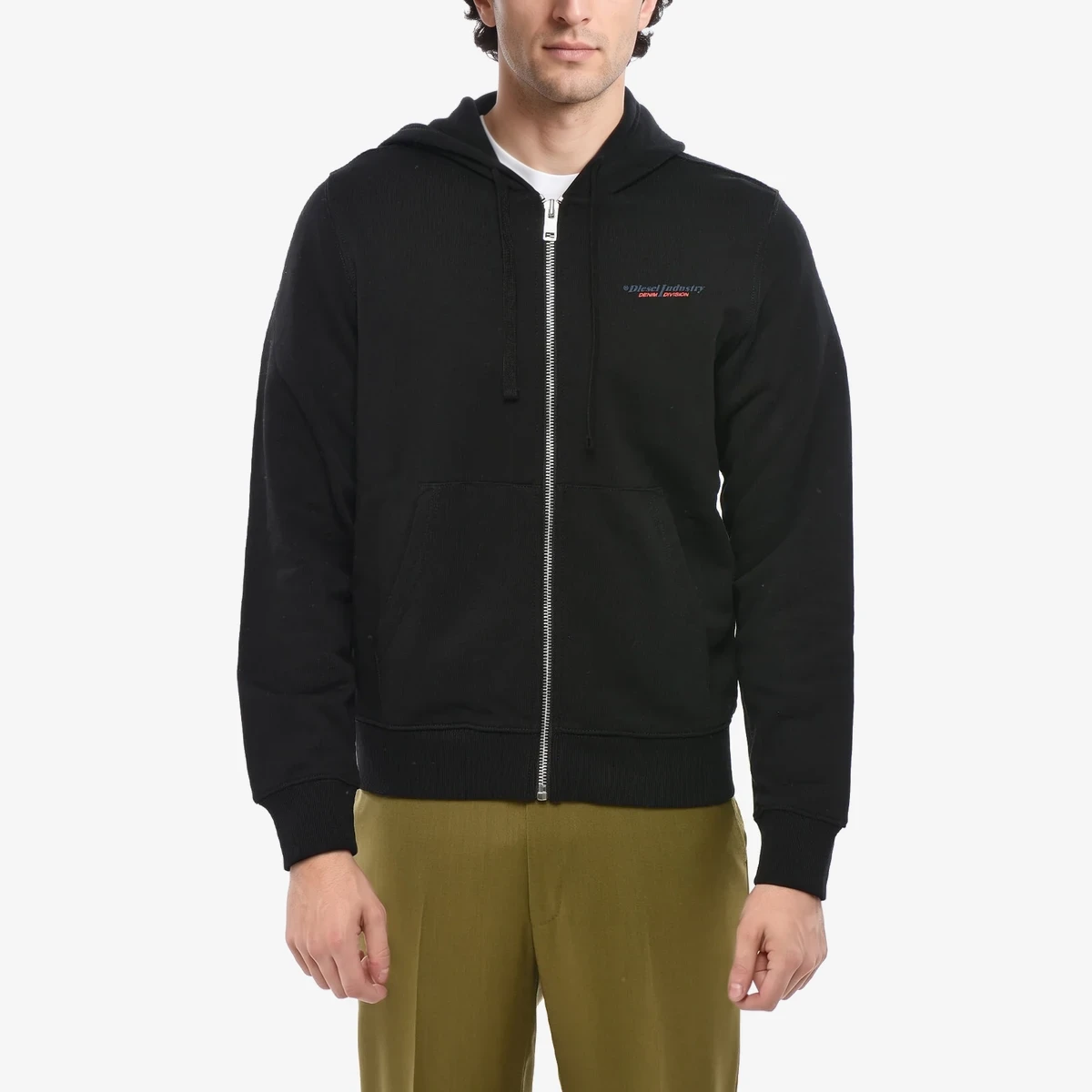 Diesel Brushed Cotton Full-Zip Hoodie in Black