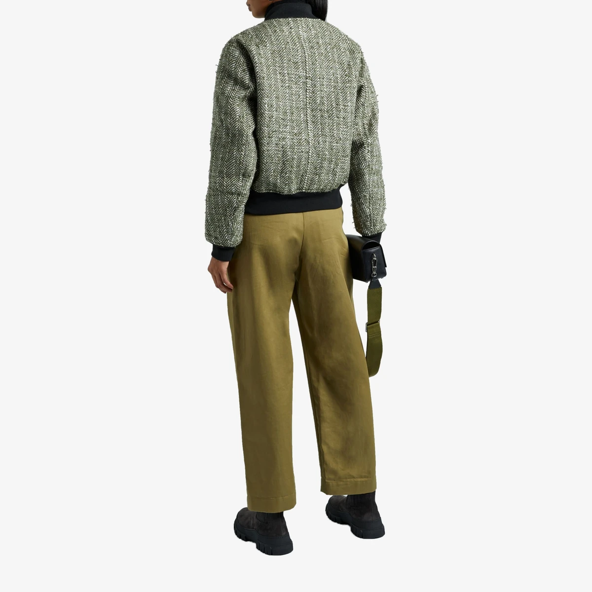 Manston Metallic Herringbone Wool-Blend Tweed Bomber Jacket вид 3
