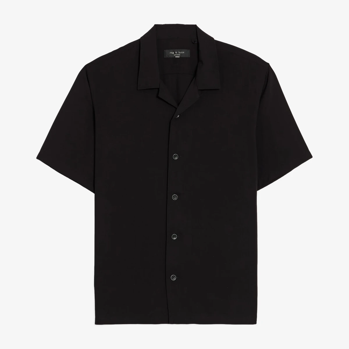 Rag & Bone Avery Woven Short-Sleeve Shirt in Black