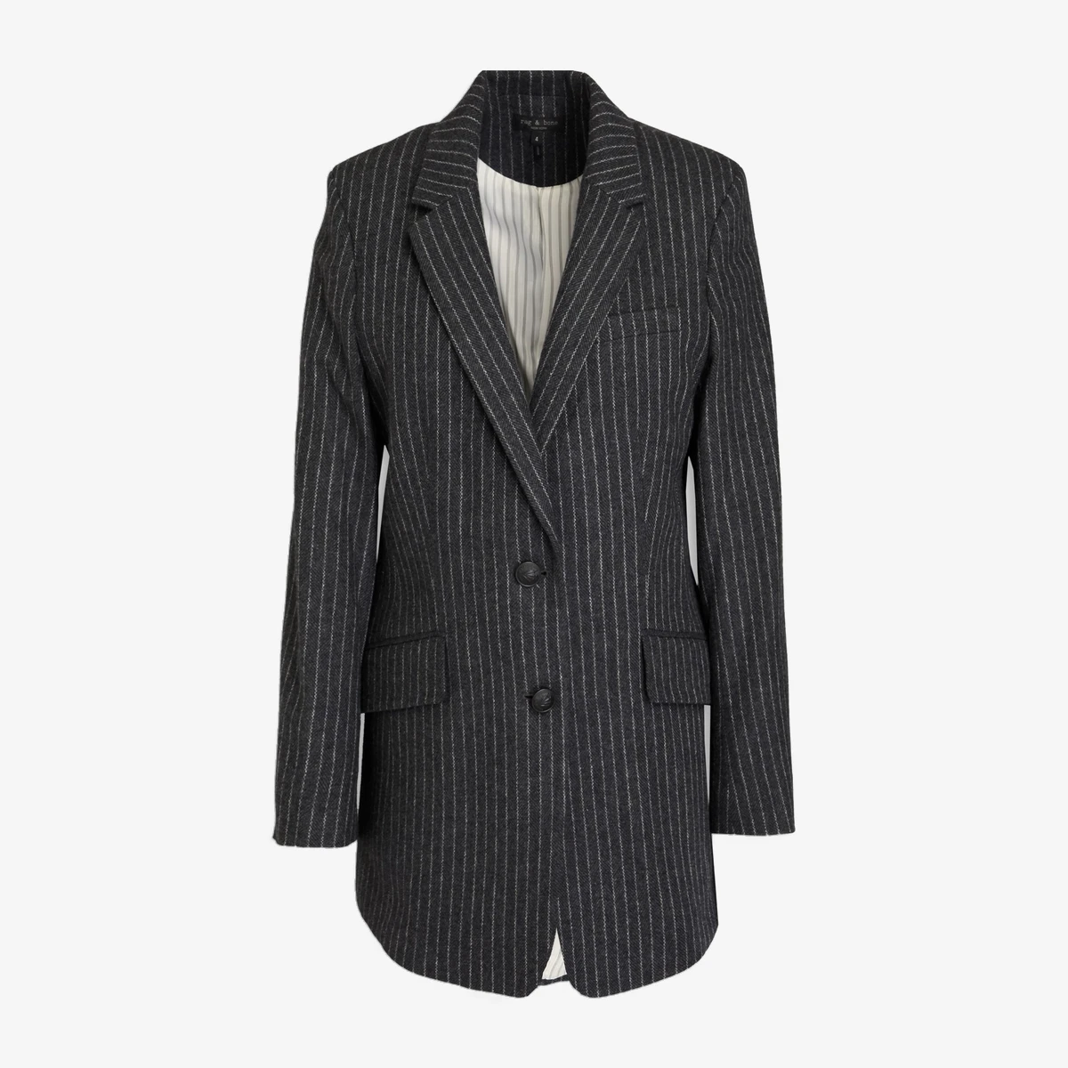 Rag & Bone Charles Pinstriped Wool-Blend Blazer in Grey