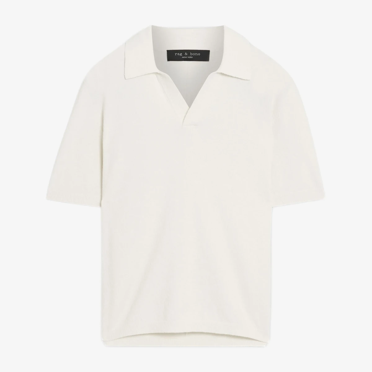 Rag & Bone Denny Cotton-Blend Terry Polo Shirt in Off-White