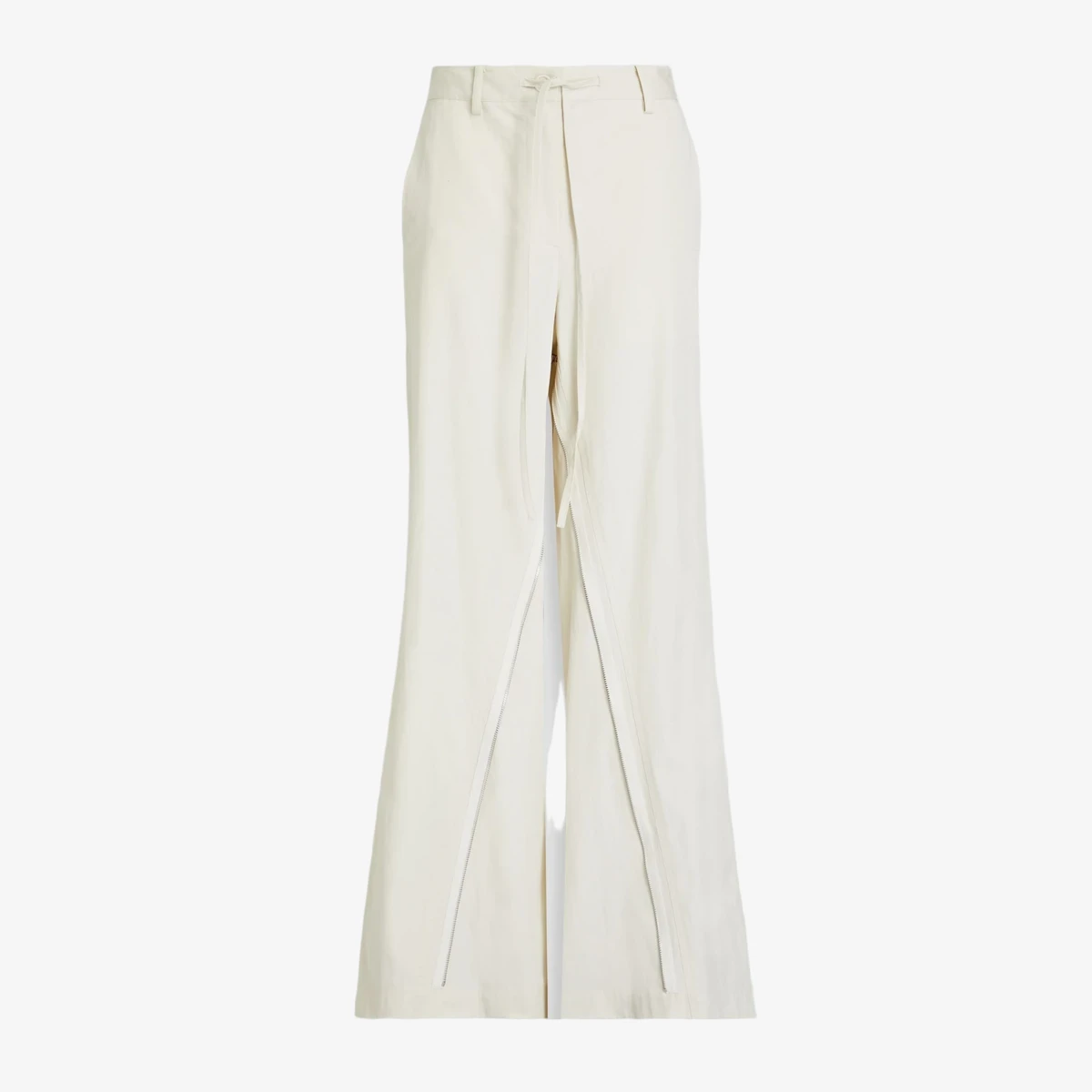 Helmut Lang Cotton-Blend Twill Wide-Leg Pants in Cream