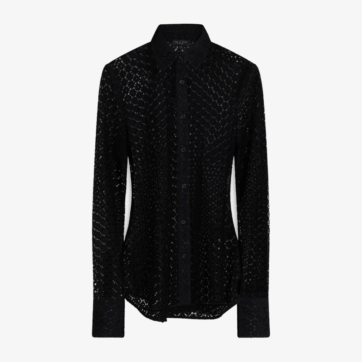 Rag & Bone Yvette Corded Lace Shirt in Black