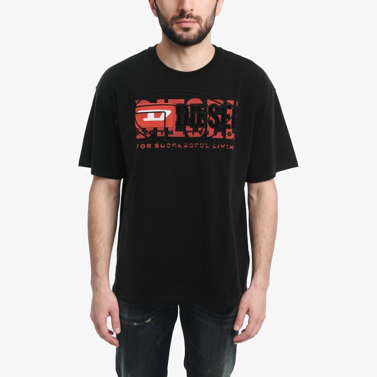 Diesel Cotton Jersey T-Shirt T-BOXT With Contrast Logo in Black
