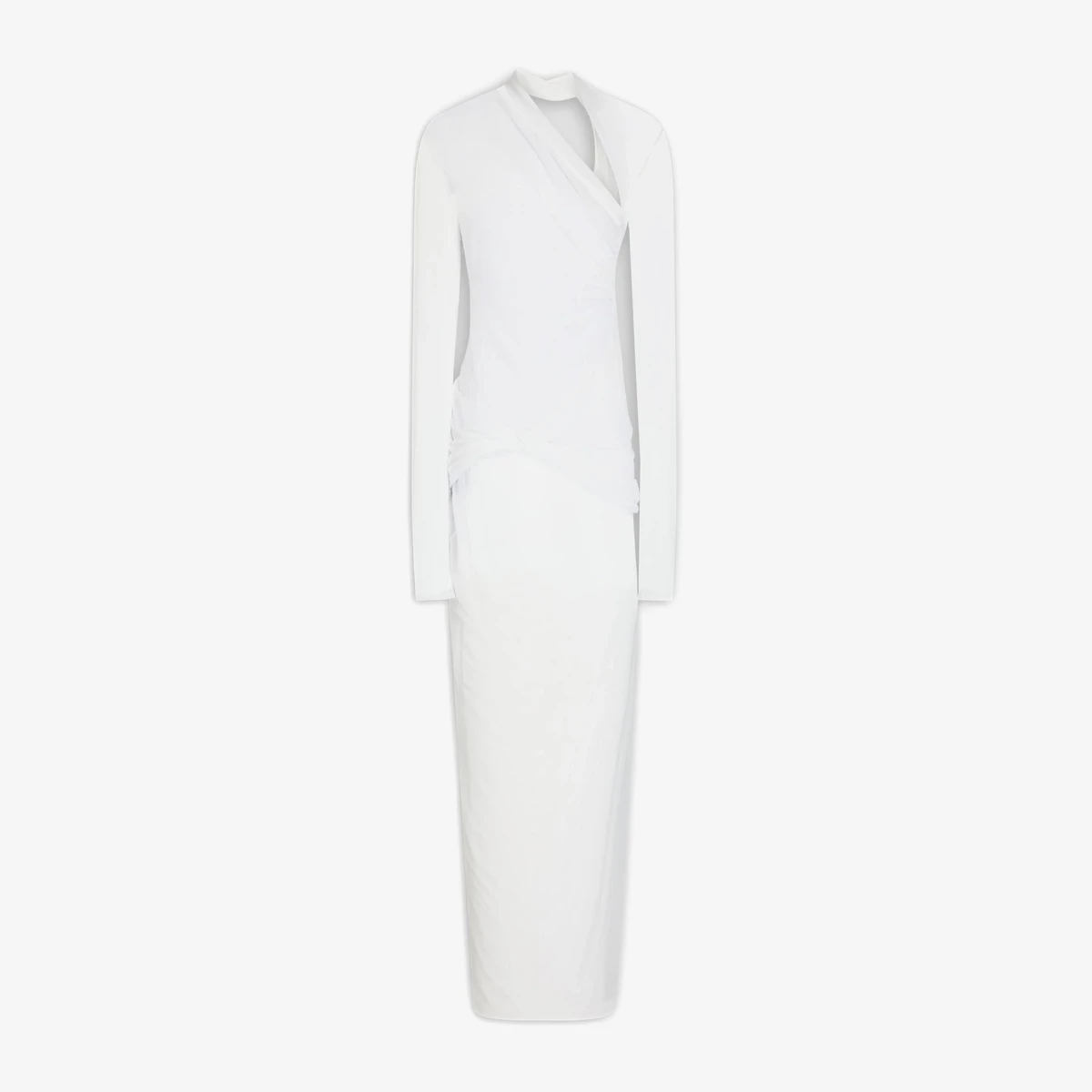 Jacquemus Piombone Draped Tulle Maxi Dress in White