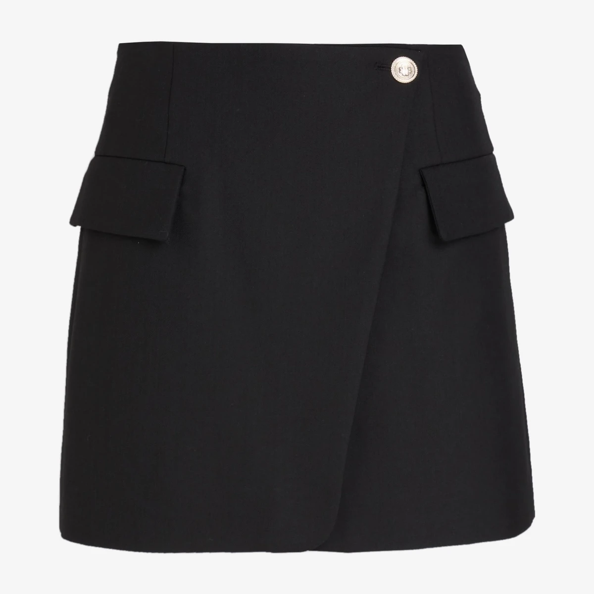 Maje Twill Mini Wrap Skirt in Black