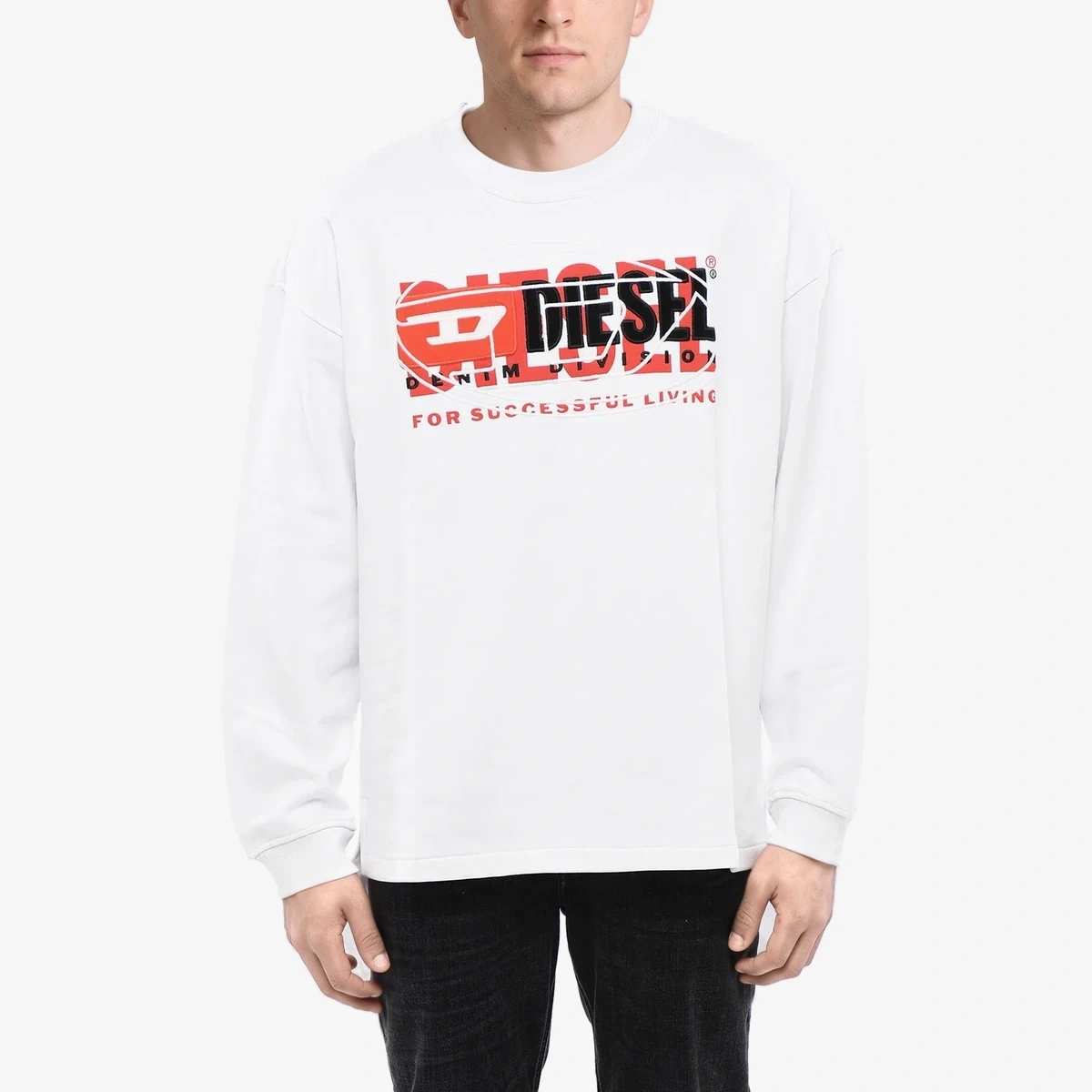 Diesel Brushed Cotton Crewneck Sweatshirt S-BAXT-N1 in White
