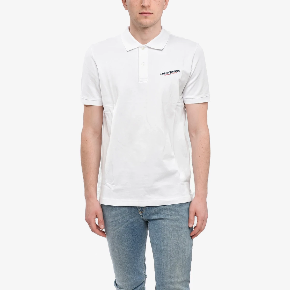 Diesel Cotton Blend Polo SMITH with Printed Logo in White