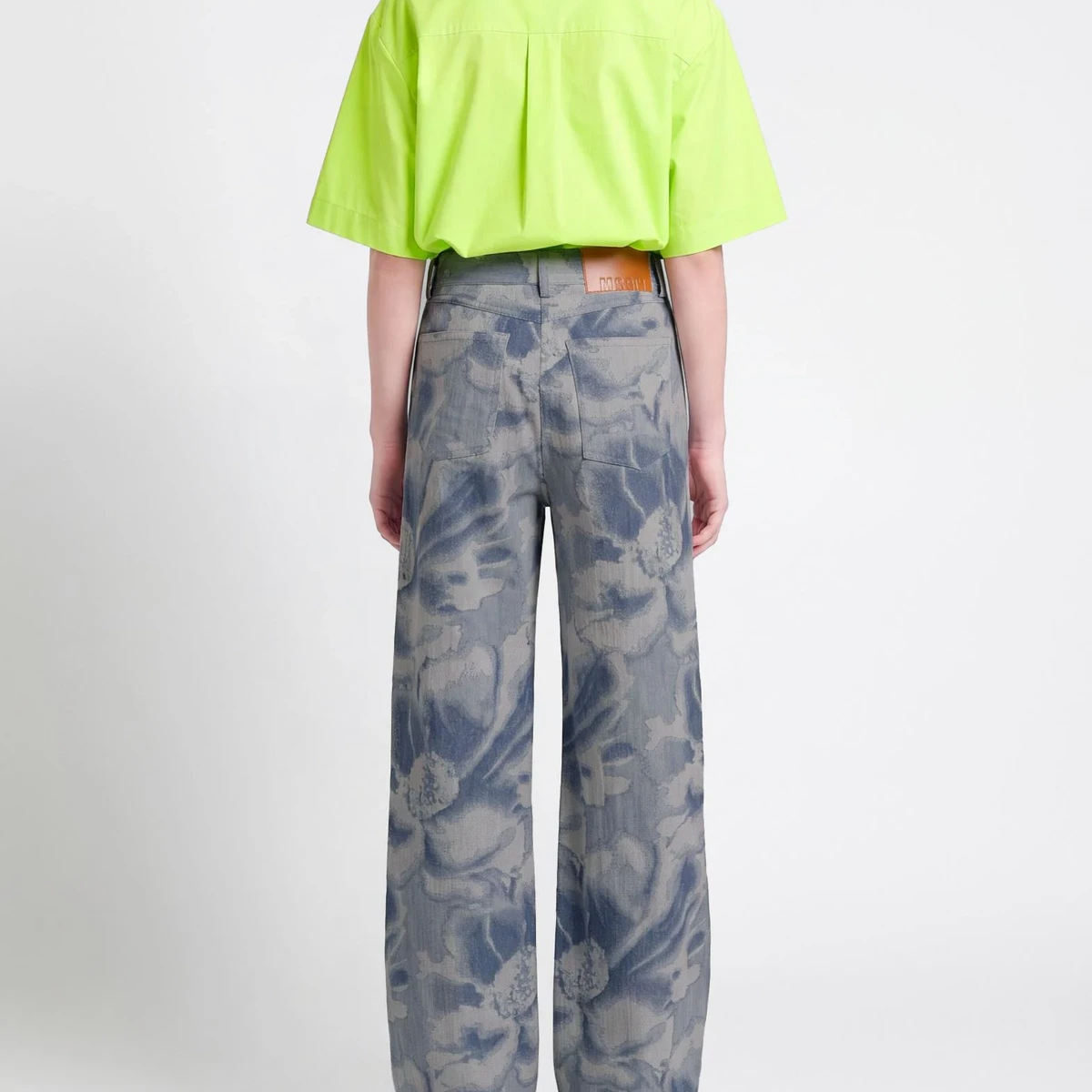 Floral Jacquard Wide-Leg Trousers ხედი 3