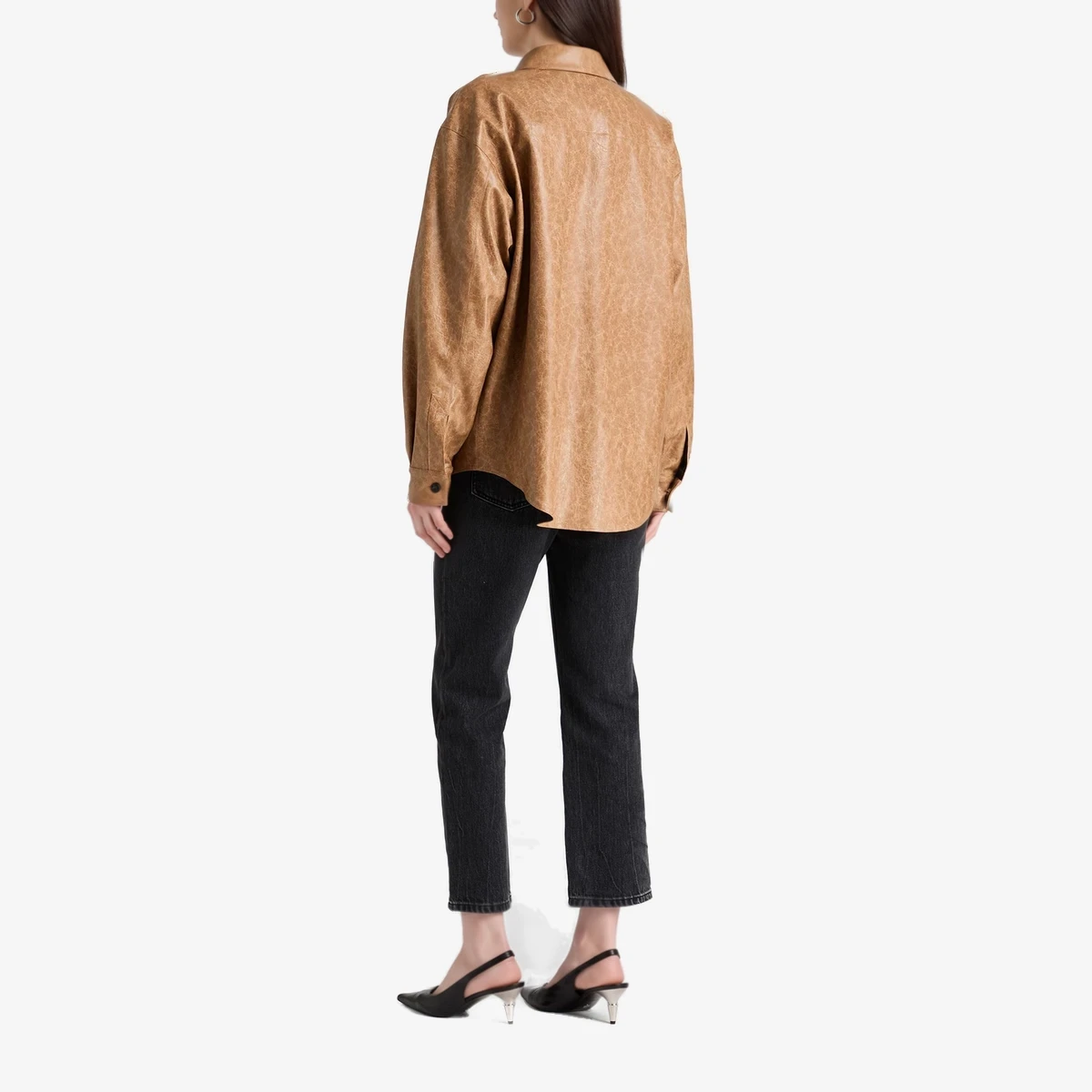 Faux Leather Zip Jacket ხედი 3