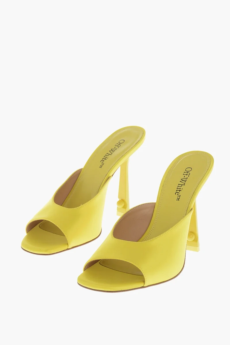 Off-White Satin Mules POP LOLLIPOP Open Toe 11cm in Yellow