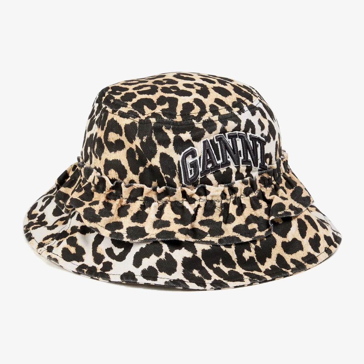 GANNI Leopard-print cotton-twill bucket hat in Multicolour