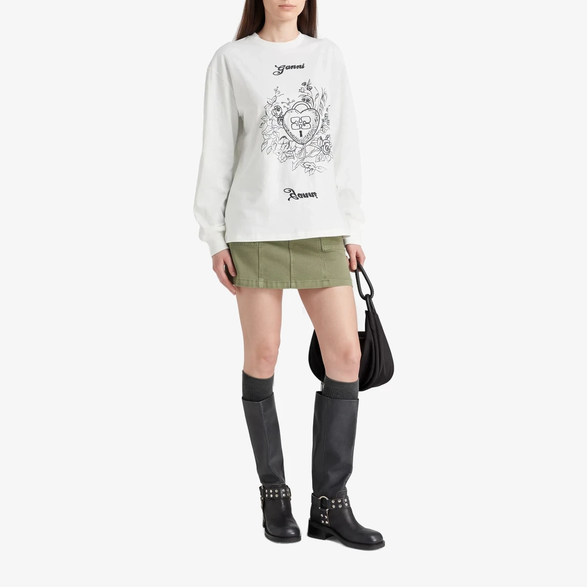 Embroidered printed ribbed cotton-jersey top ხედი 2