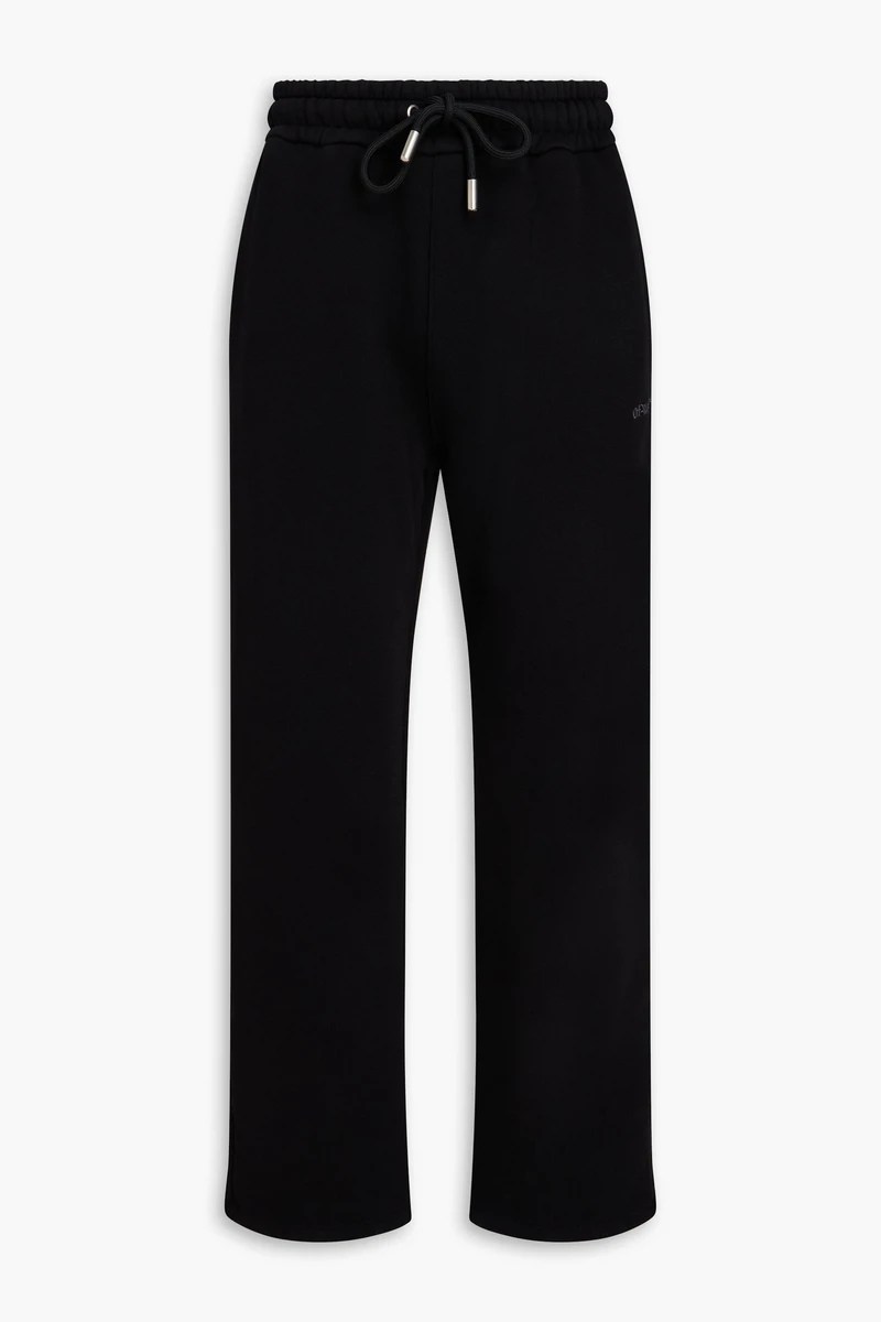 Off-White Embroidered French cotton-terry sweatpants in Black