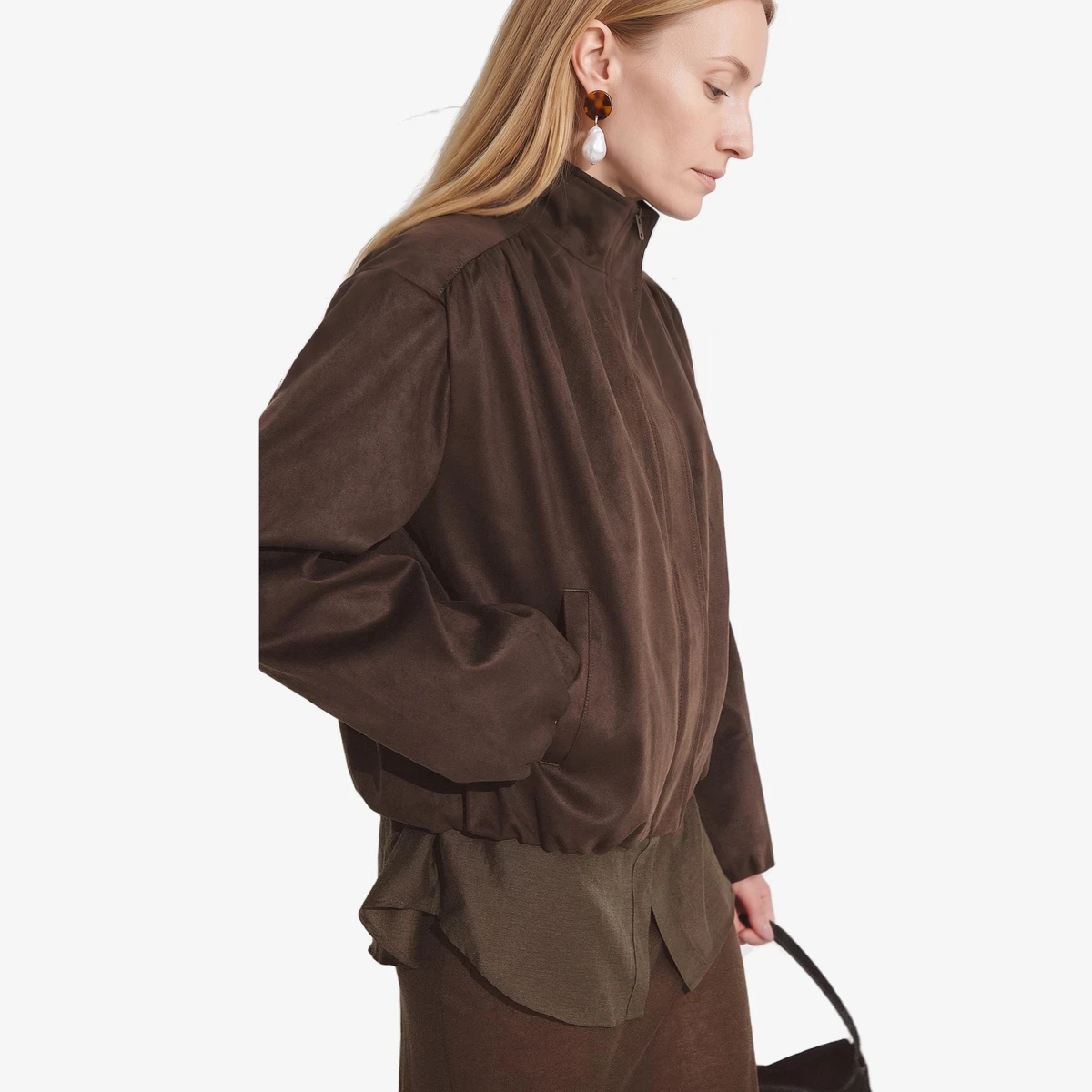 Faux Suede Shoulder-Detail Jacket вид 4