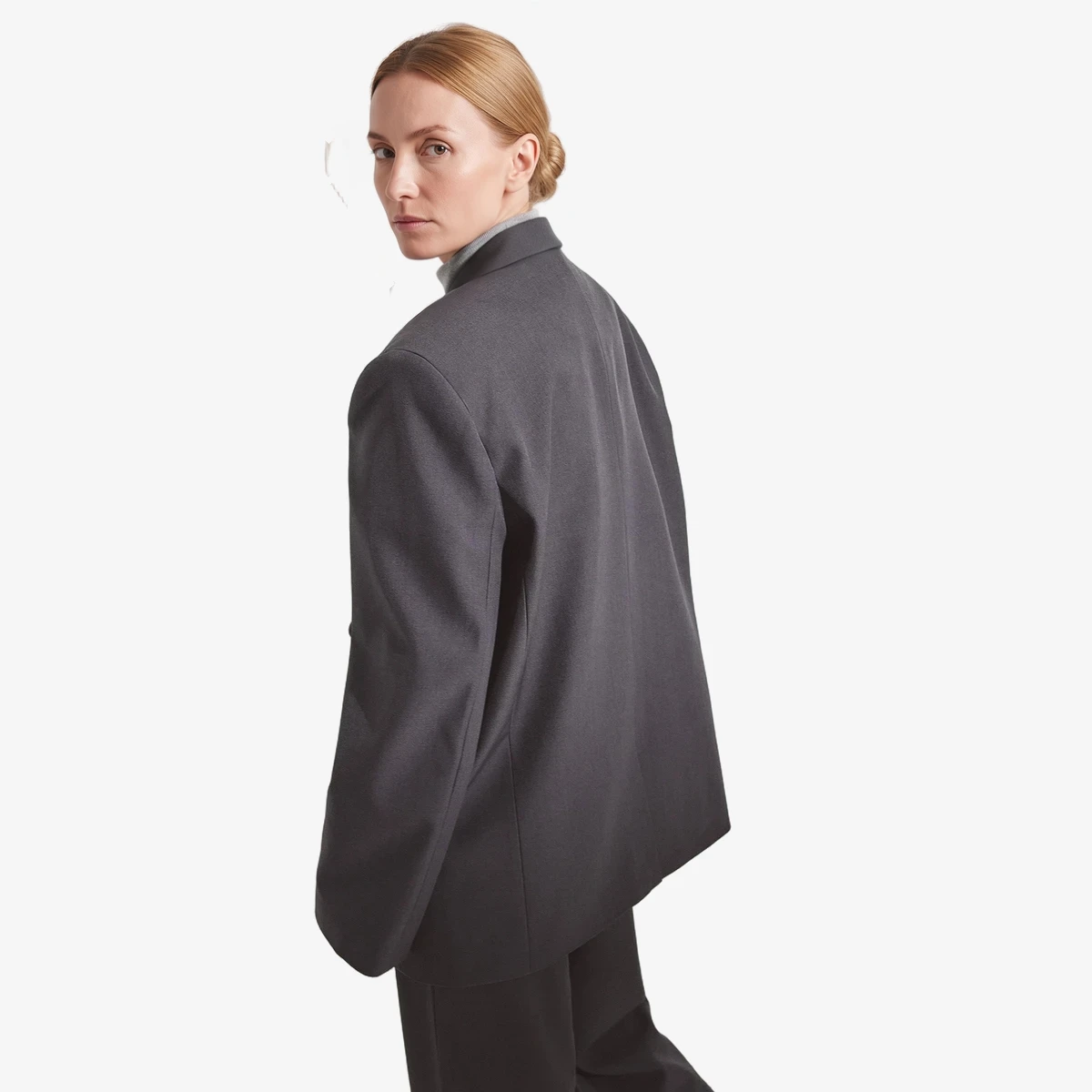 NA-KD Maxi Oversized Double-Breasted Blazer in Grey