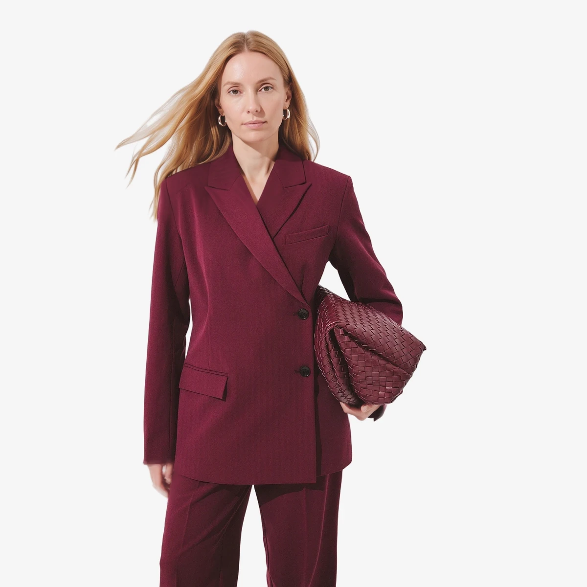 NA-KD Regular Overlap Blazer in Burgundy