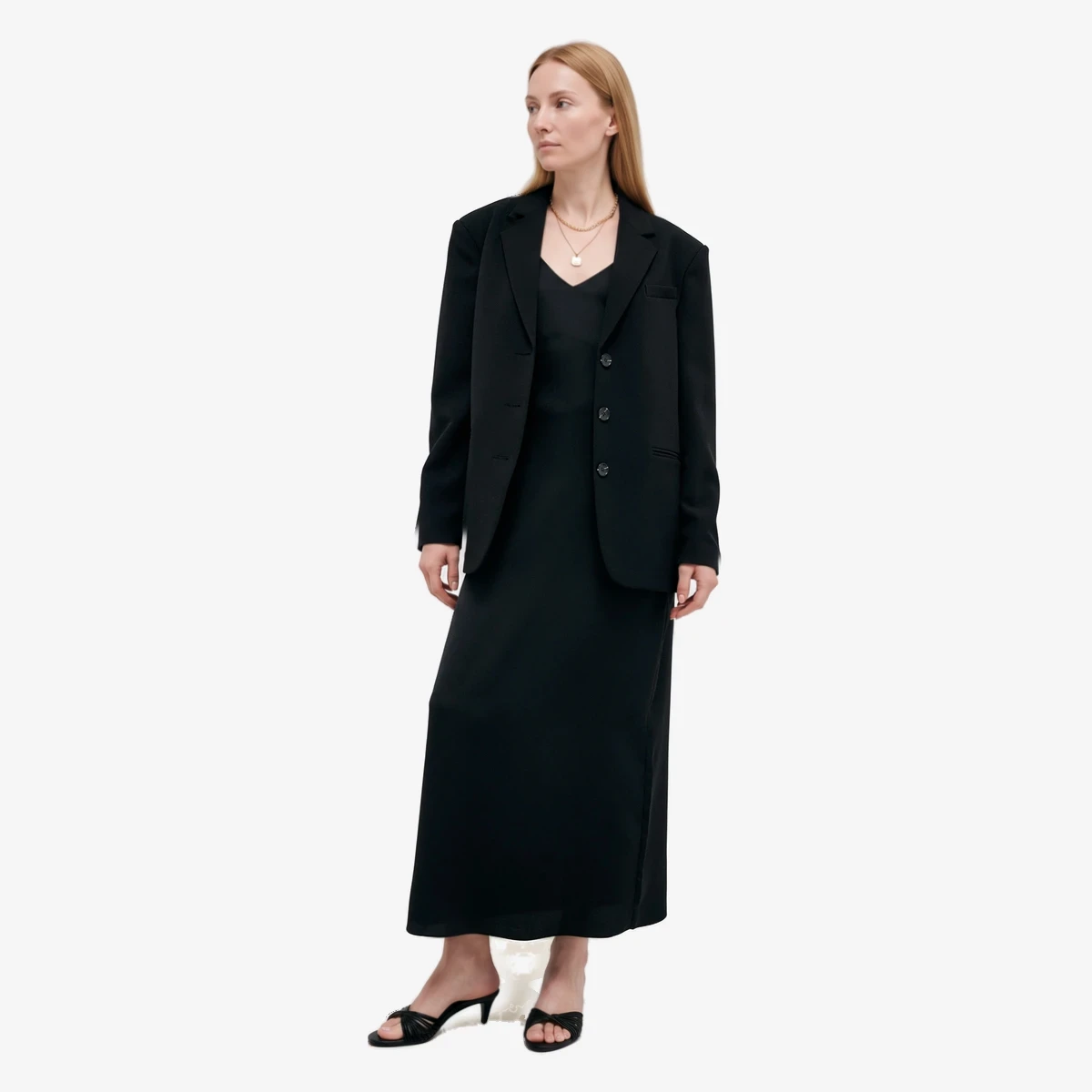 NA-KD Maxi Oversized Blazer in Black