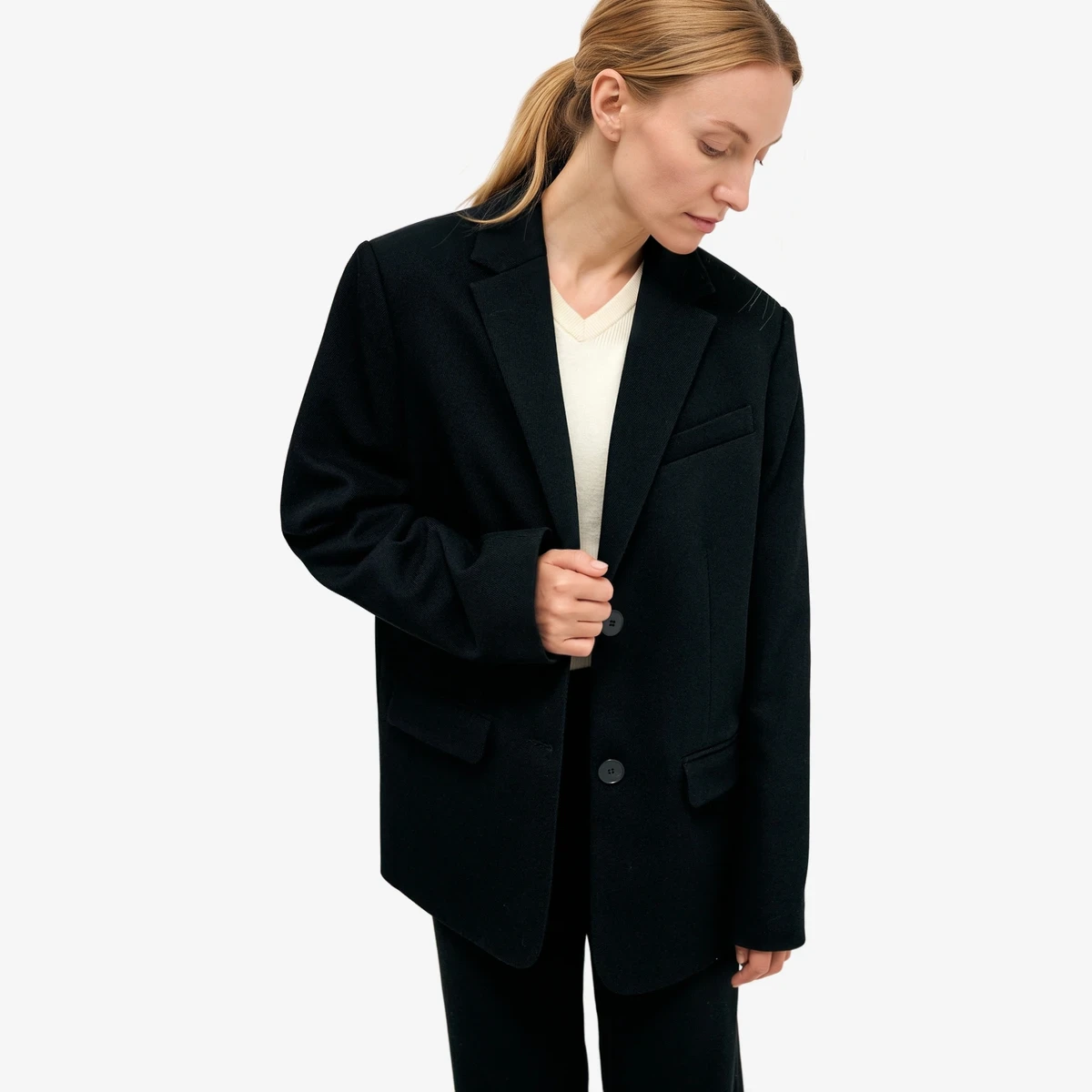 NA-KD Oversized Twill Blazer in Black