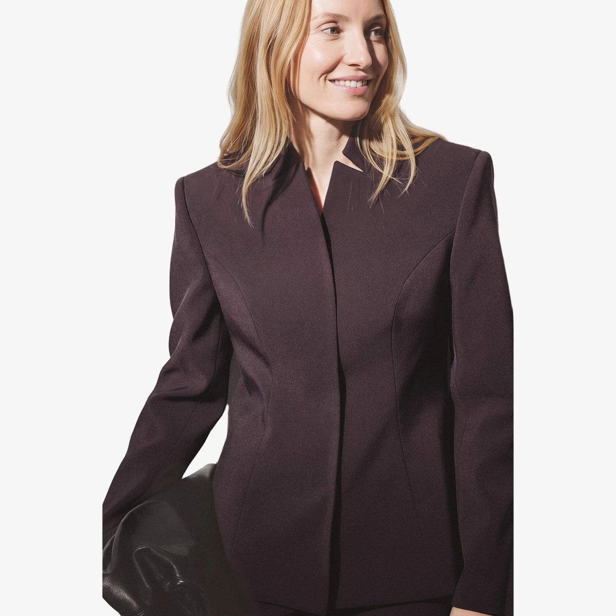 NA-KD Slim Sculpted Blazer in Burgundy