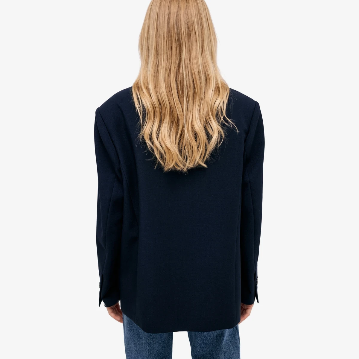 NA-KD Maxi Oversized Blazer in Navy