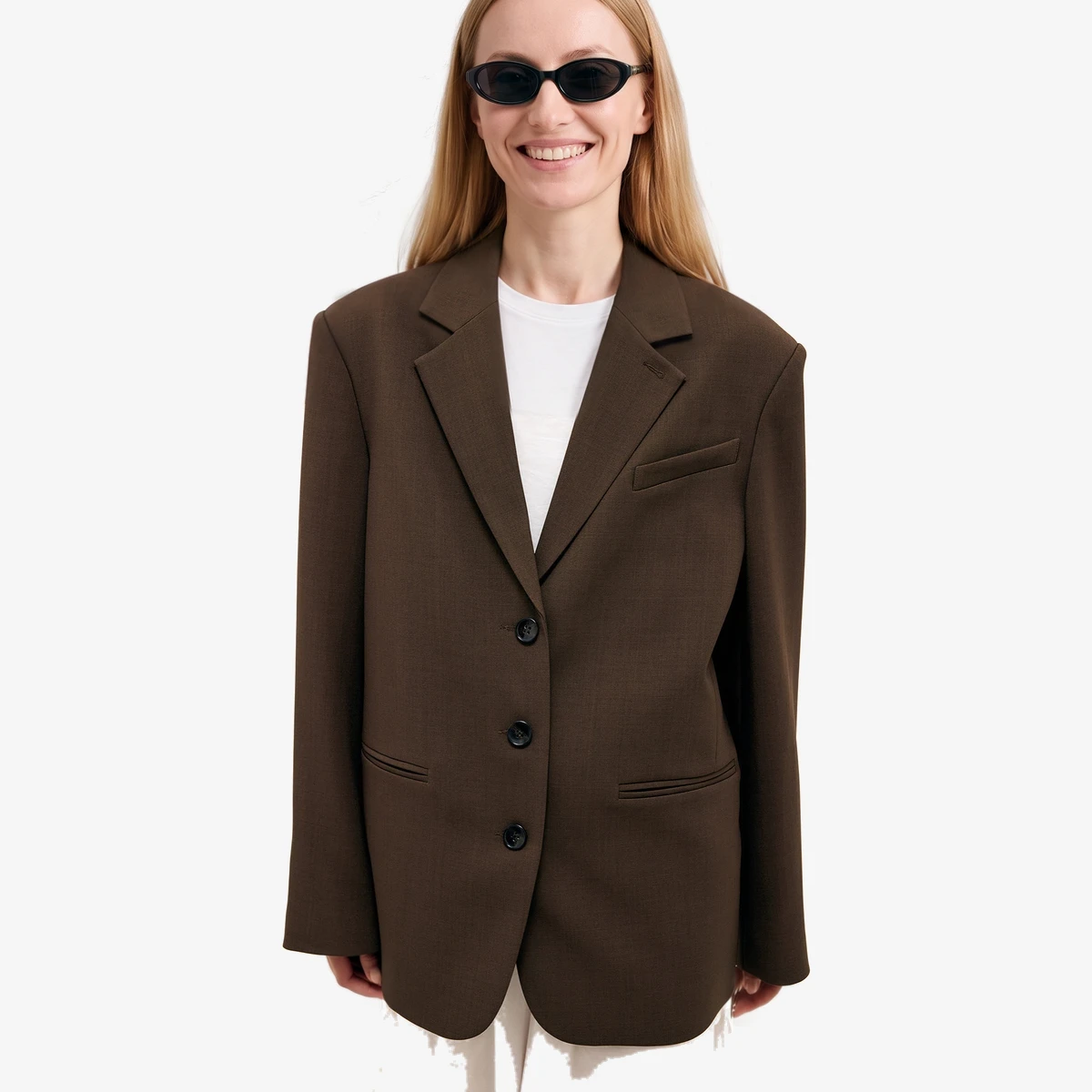 NA-KD Maxi Oversized Blazer in Brown