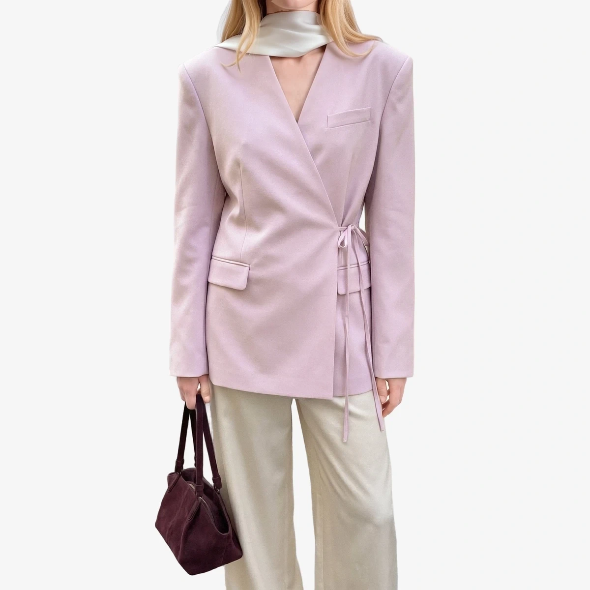 Oversized Tie-Detail Blazer вид 4