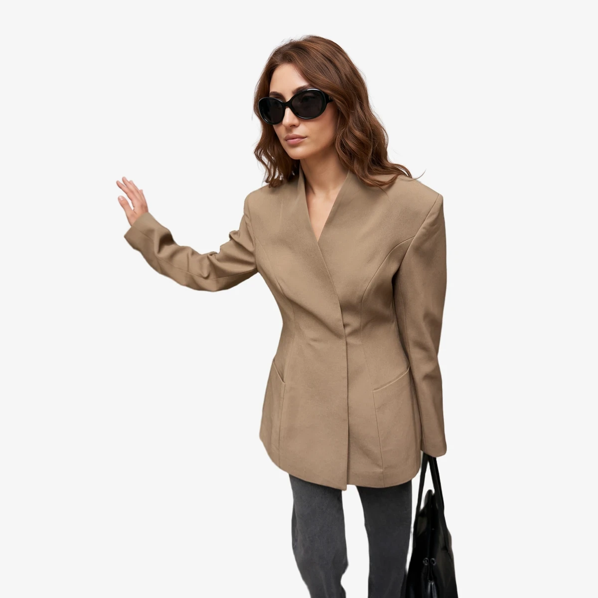 NA-KD Sculpted Blazer in Taupe