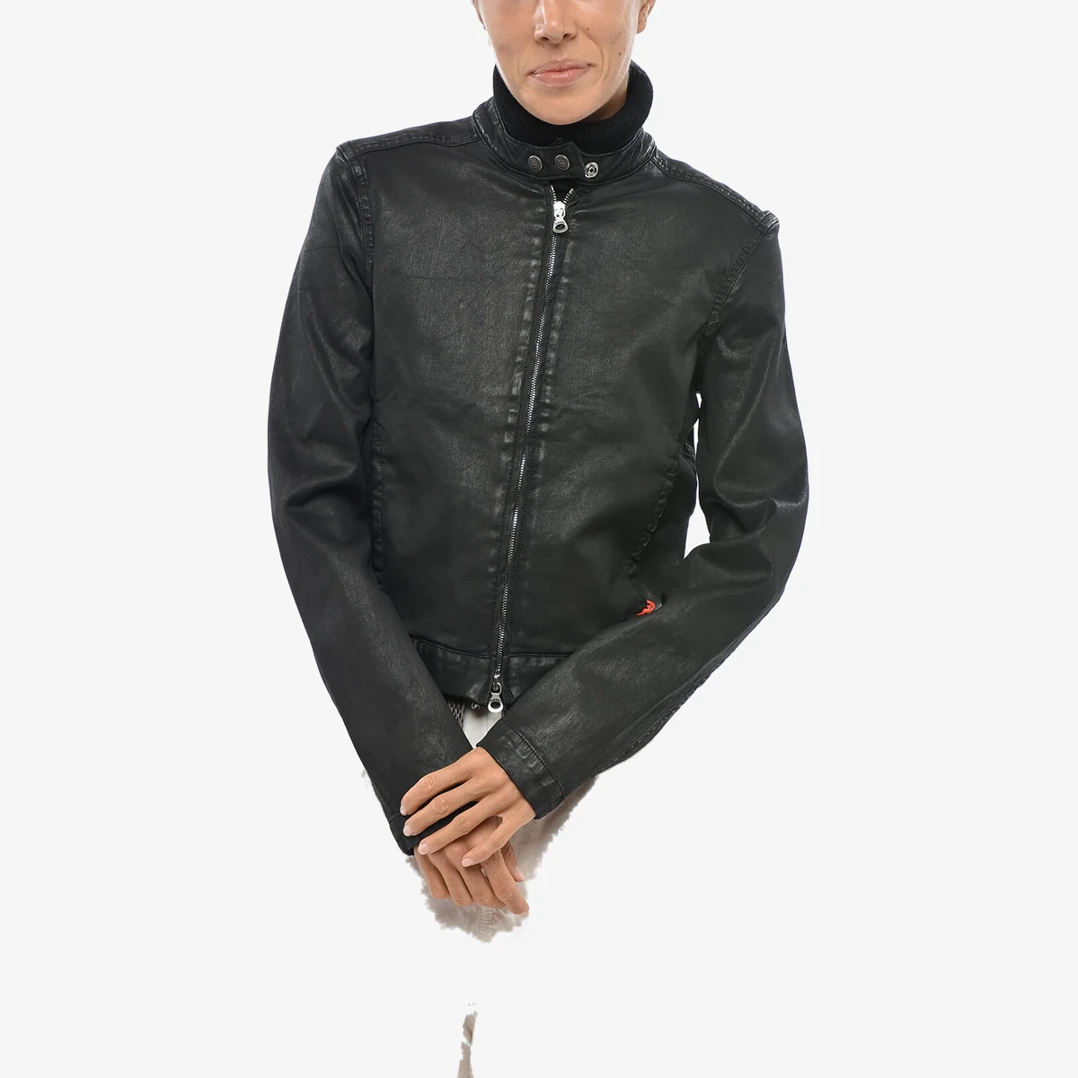 Diesel JOGG JEANS Coated Cotton Jacket DE-MORNIN in Black