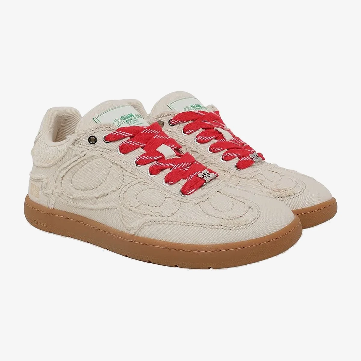 GANNI Embroidered Textile Sneakers in თეთრი — Shoes | CATWALK