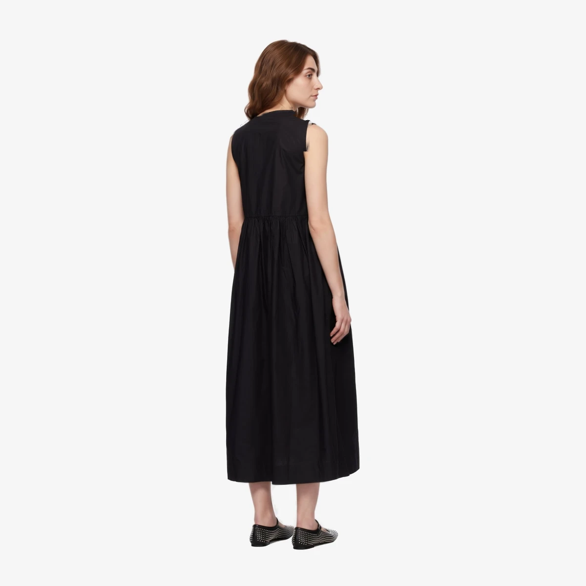 Black Cotton Poplin Midi Dress вид 3