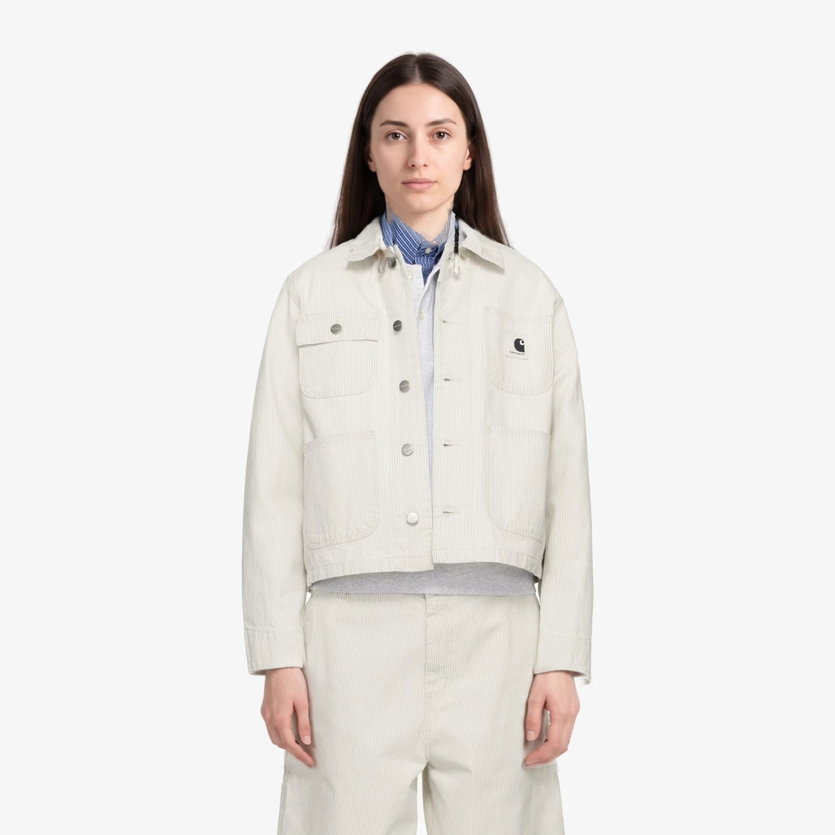 Carhartt WIP Off-White Mercer Stripe Denim Chore Jacket in Off-White