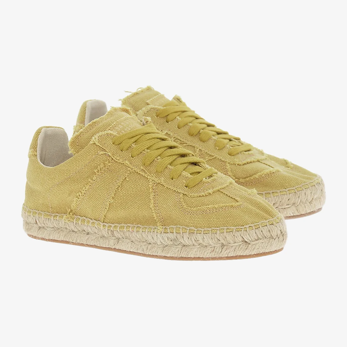 Maison Margiela MM22 Low Canvas Sneakers with Jute Detail in Yellow