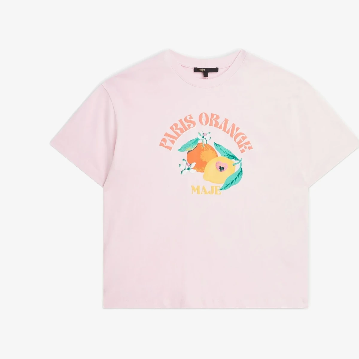 Maje Printed cotton-jersey T-shirt in Pink