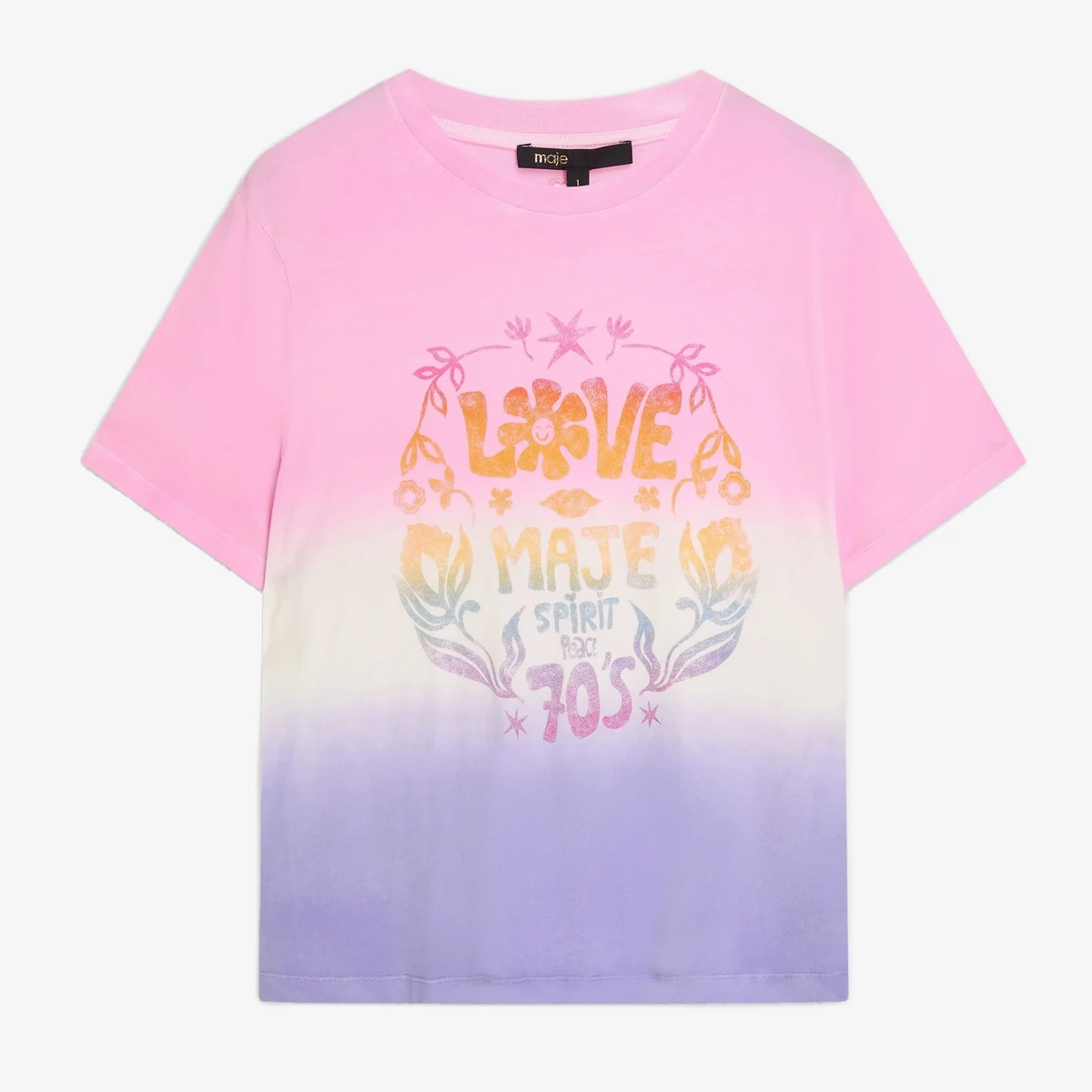 Maje Printed dégradé cotton-jersey T-shirt in Pink