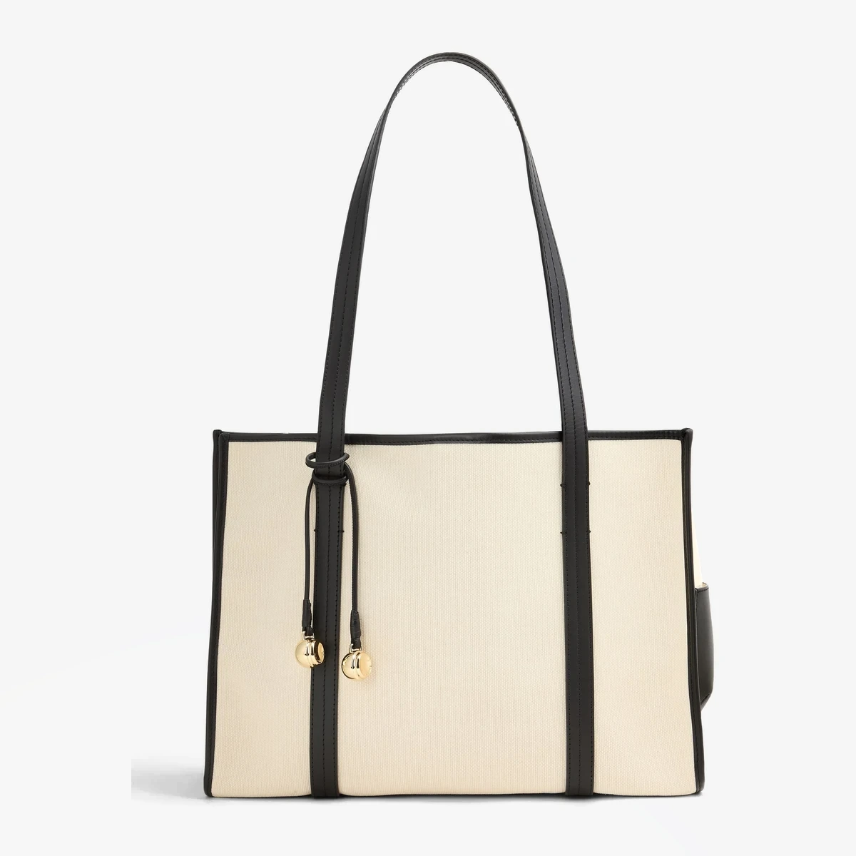 Sandro Leather-trimmed cotton-canvas tote in White