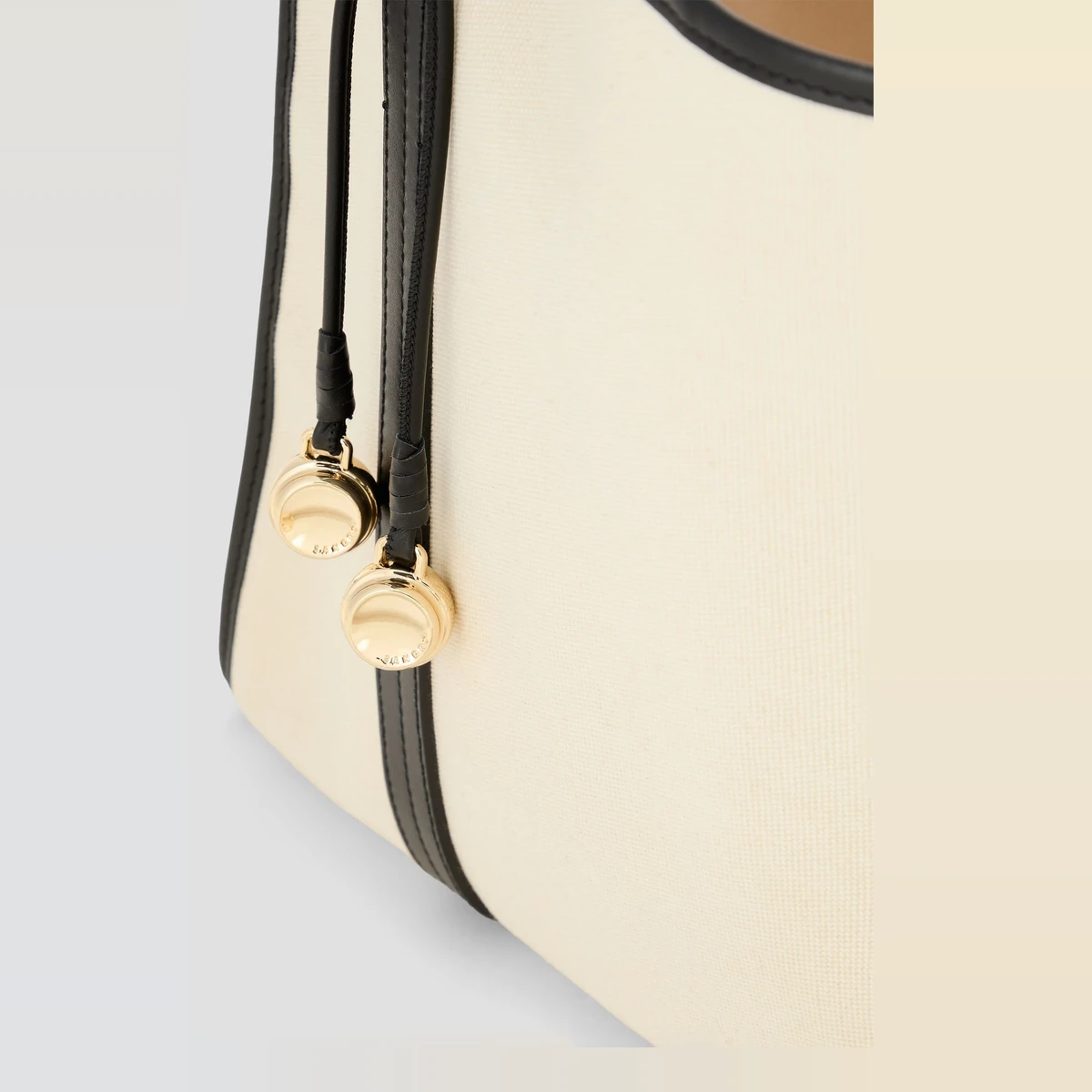 Leather-trimmed cotton-canvas tote ხედი 4