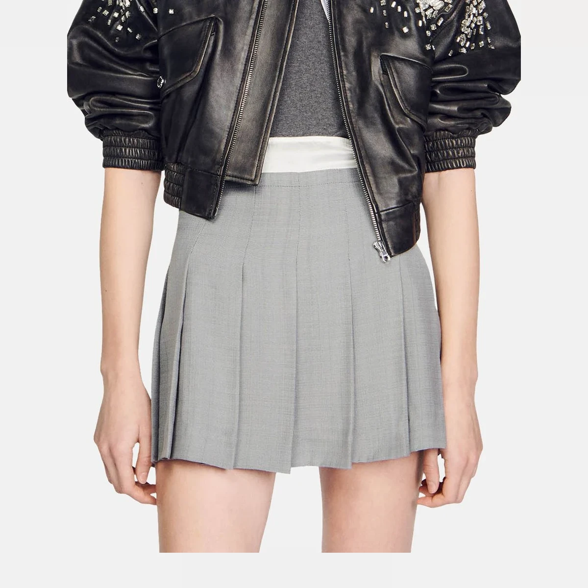 Sandro Pleated skirt E24Libi in Grey