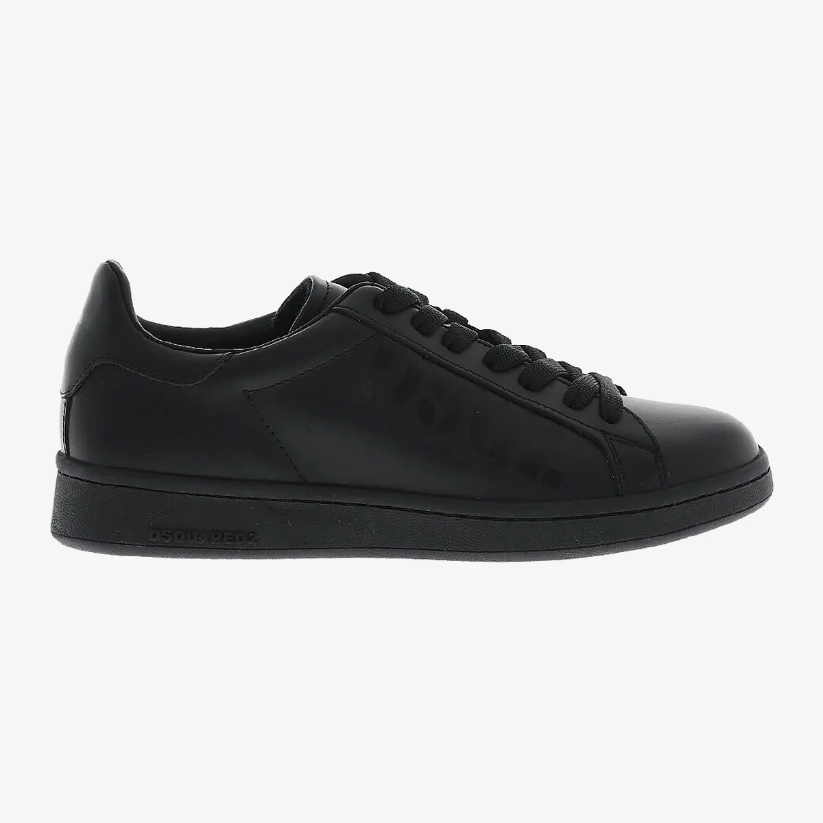Leather Low-Top Sneakers BOXER in Solid Color with Tone-on-Tone Logo view 2