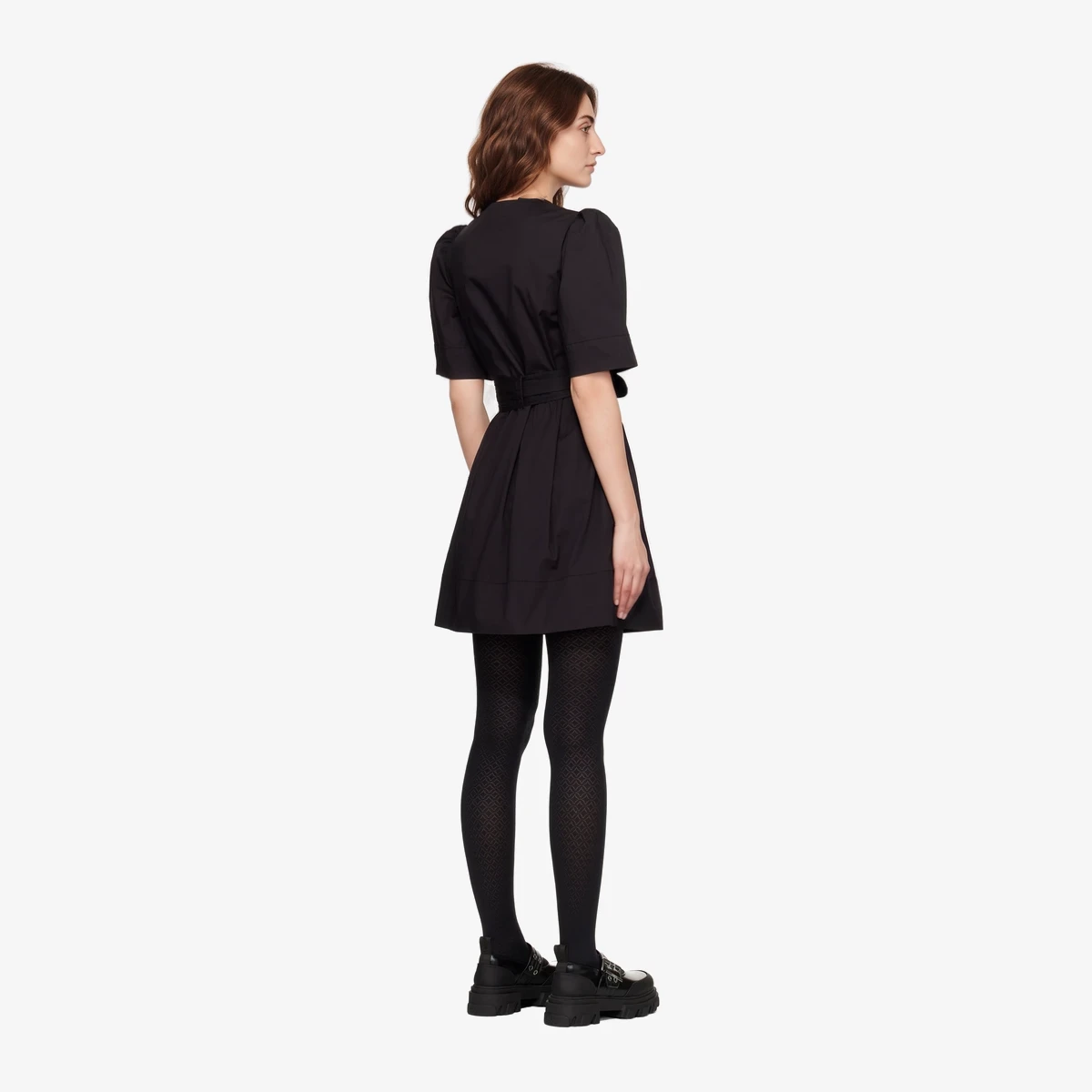 Black Cotton Minidress view 3