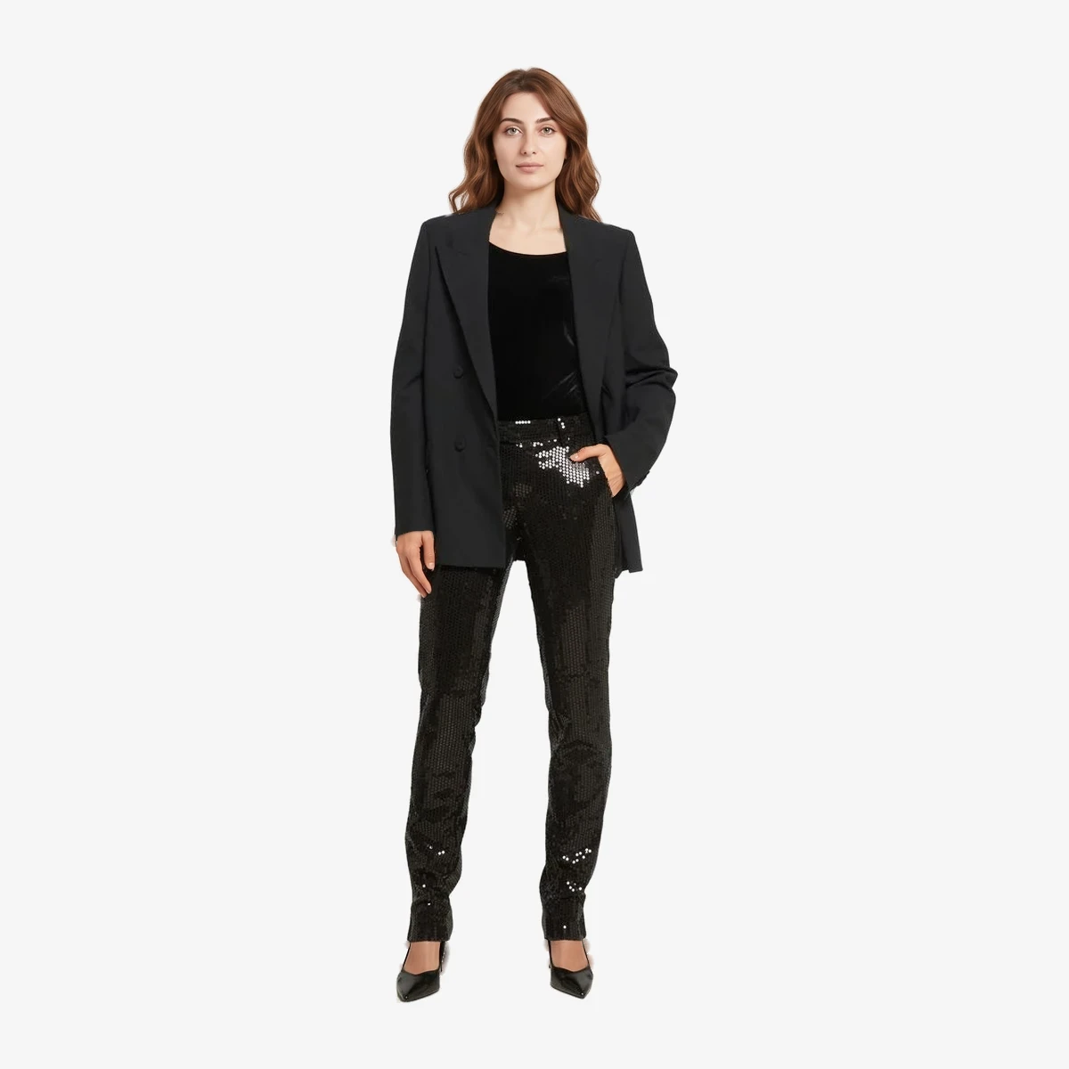 Sequinned pants Prune Zip view 4