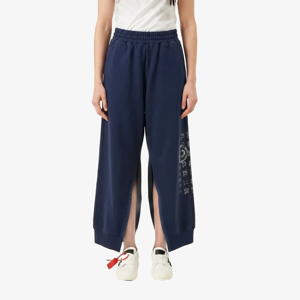 MM6 Maison Margiela Cropped-Fit Cotton Joggers With Slits in Blue