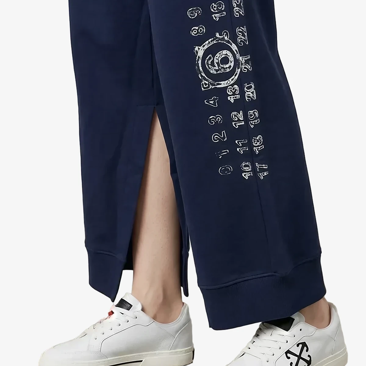 Cropped-Fit Cotton Joggers With Slits view 3