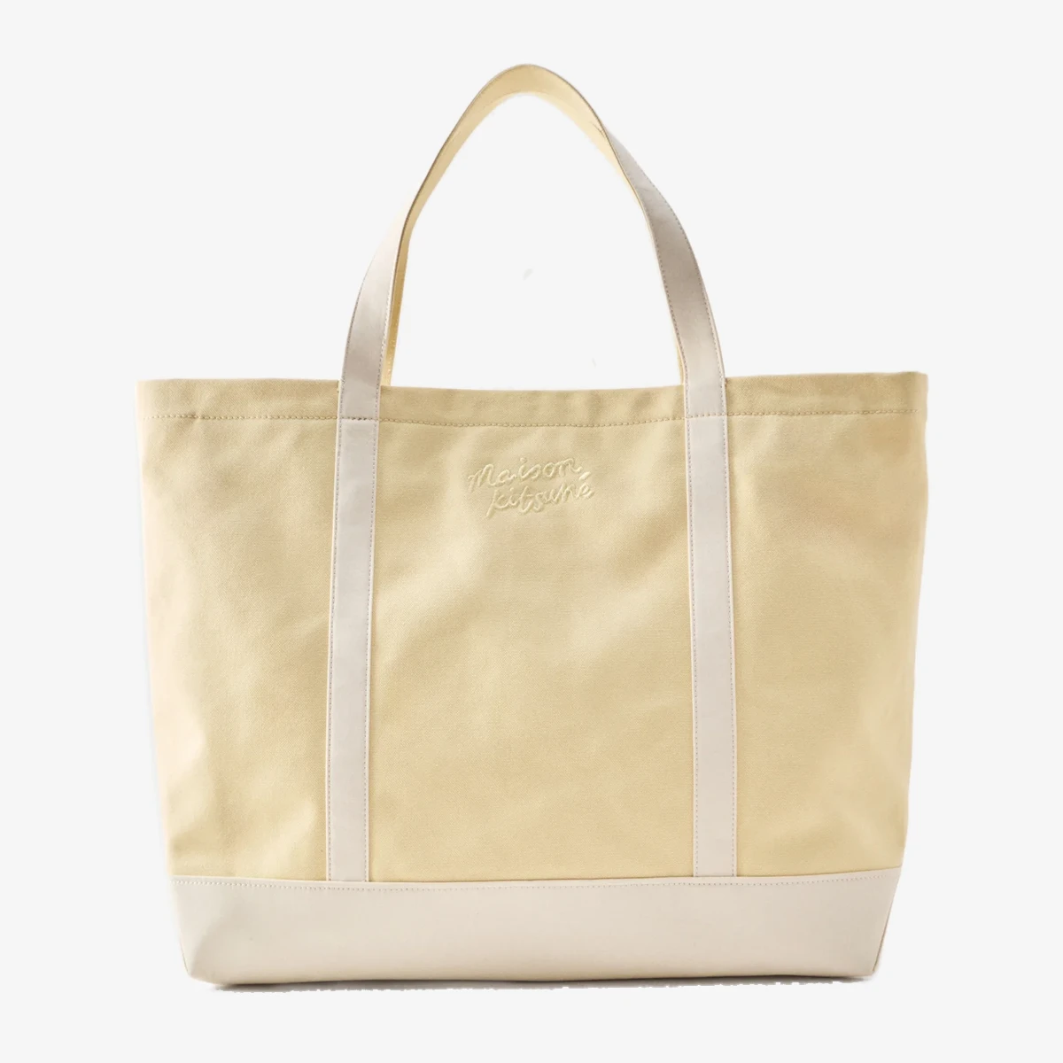 Maison Kitsuné Handwriting XL Canvas Tote in Yellow