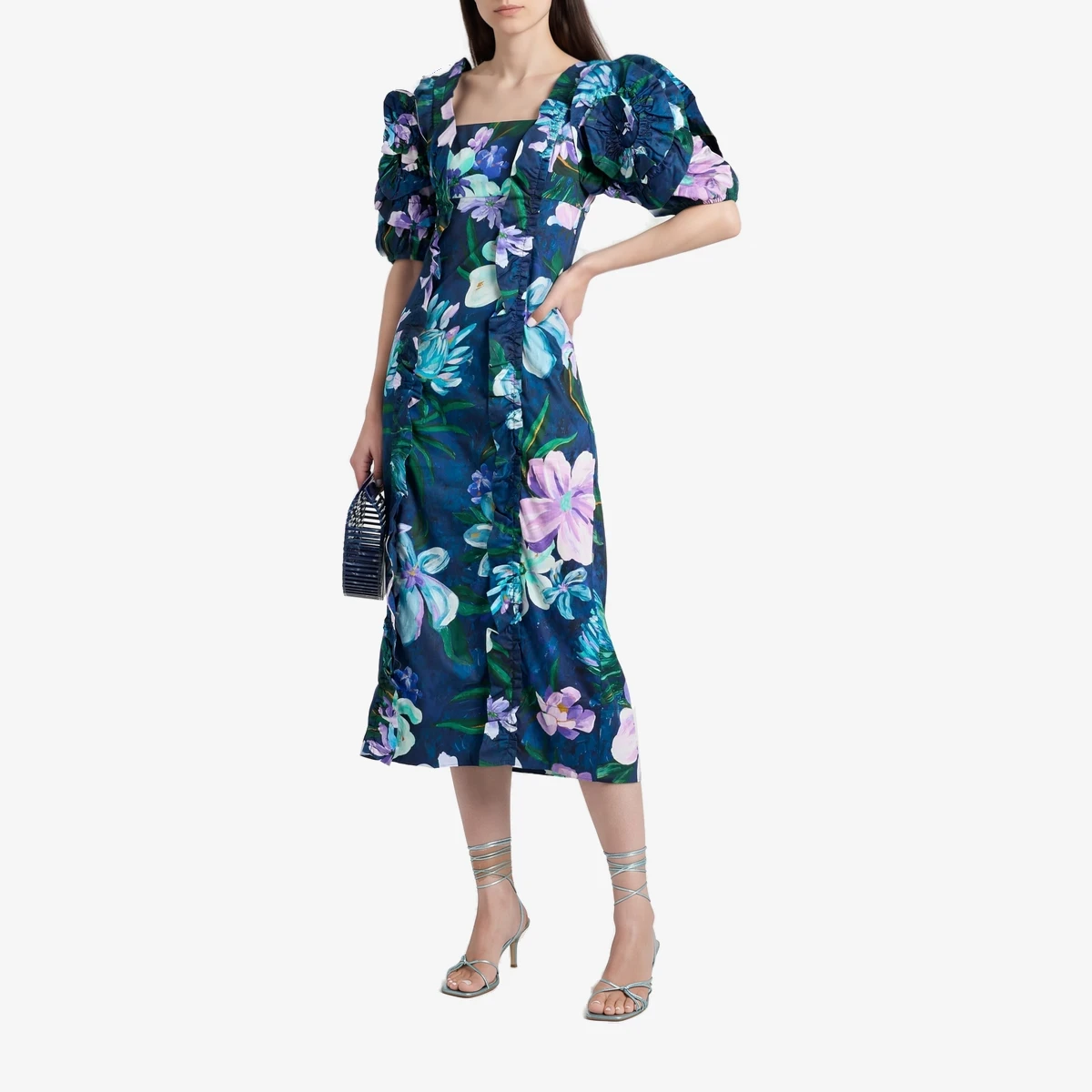 Ruffled Floral-Print Cotton-Poplin Midi Dress ხედი 2