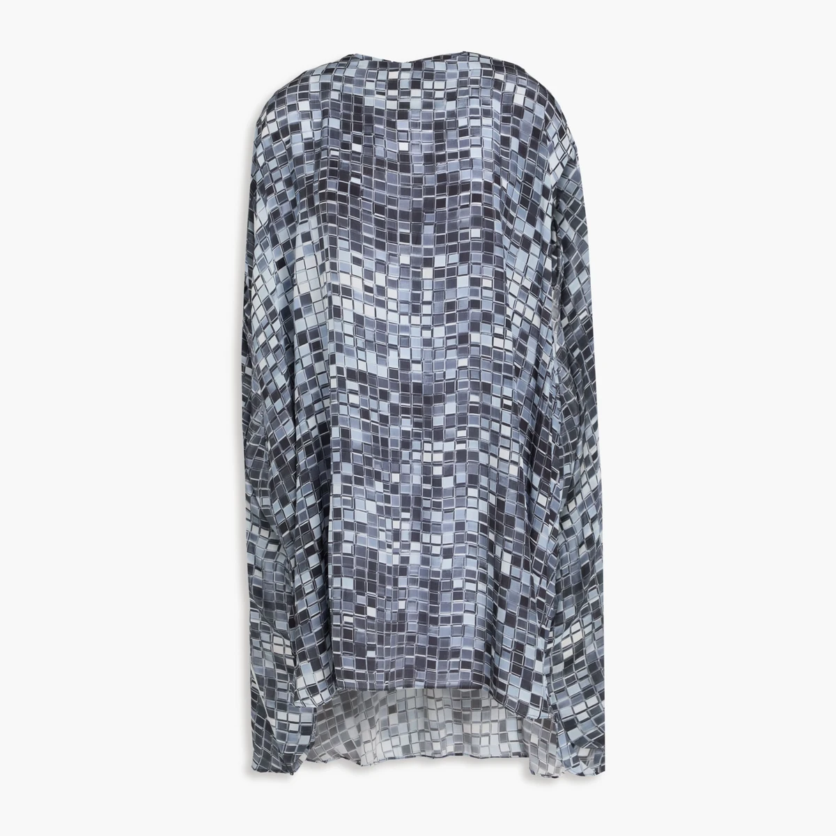 Farm Rio Cape-effect printed crepe de chine mini dress in Grey