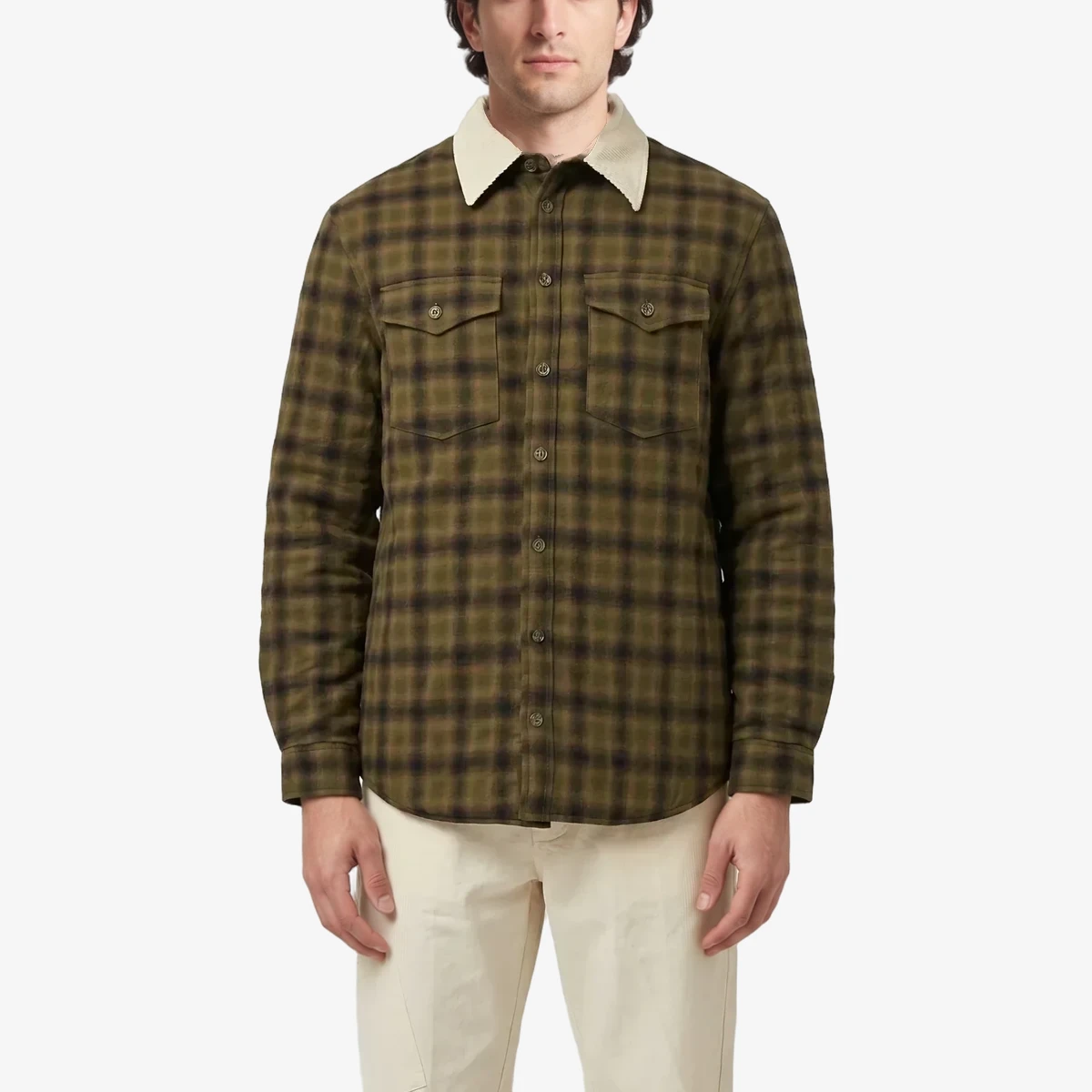 Isabel Marant Padded Checked Jacket with Velour Collar in Brown