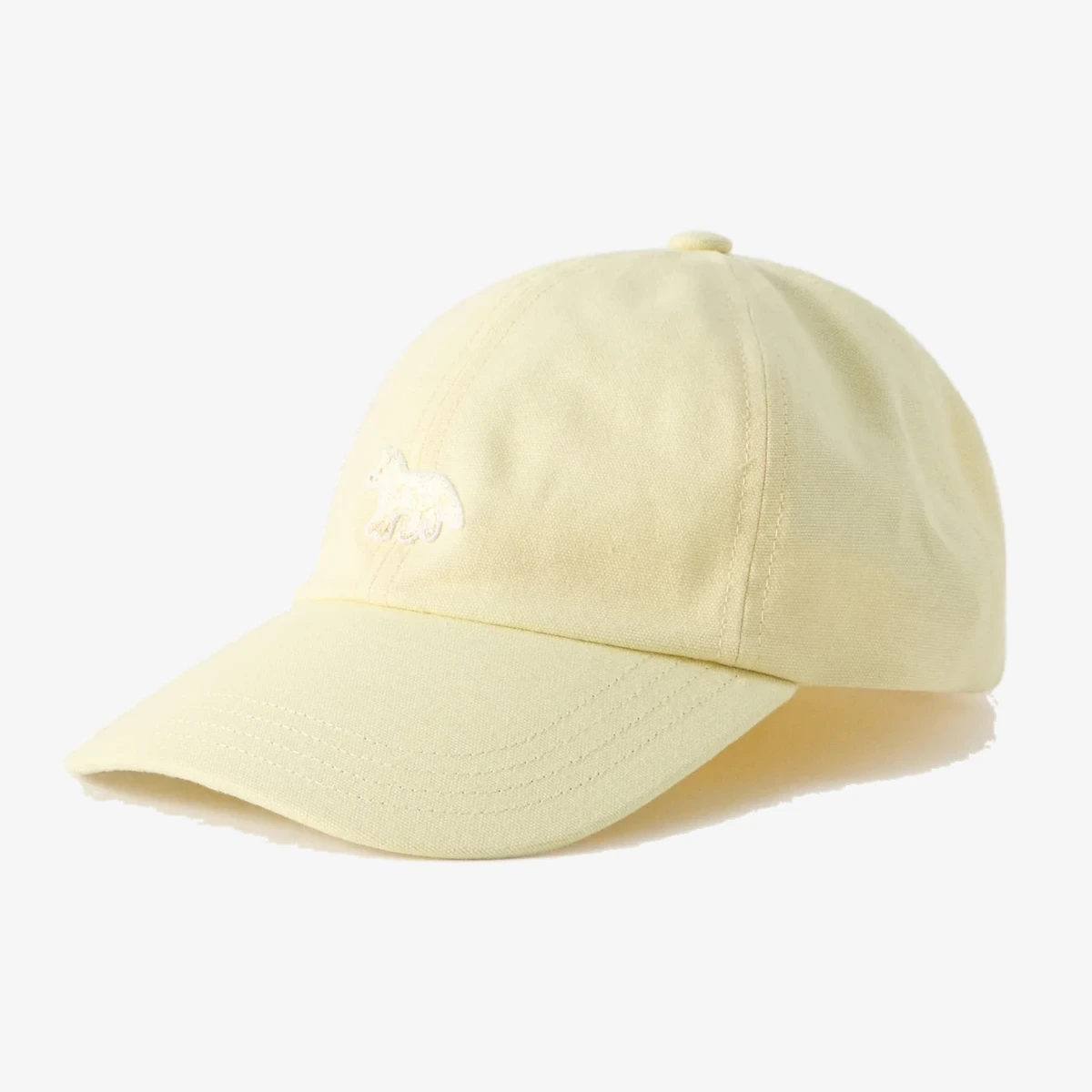 Maison Kitsuné Baby Fox Embroidered Cotton Cap in Yellow