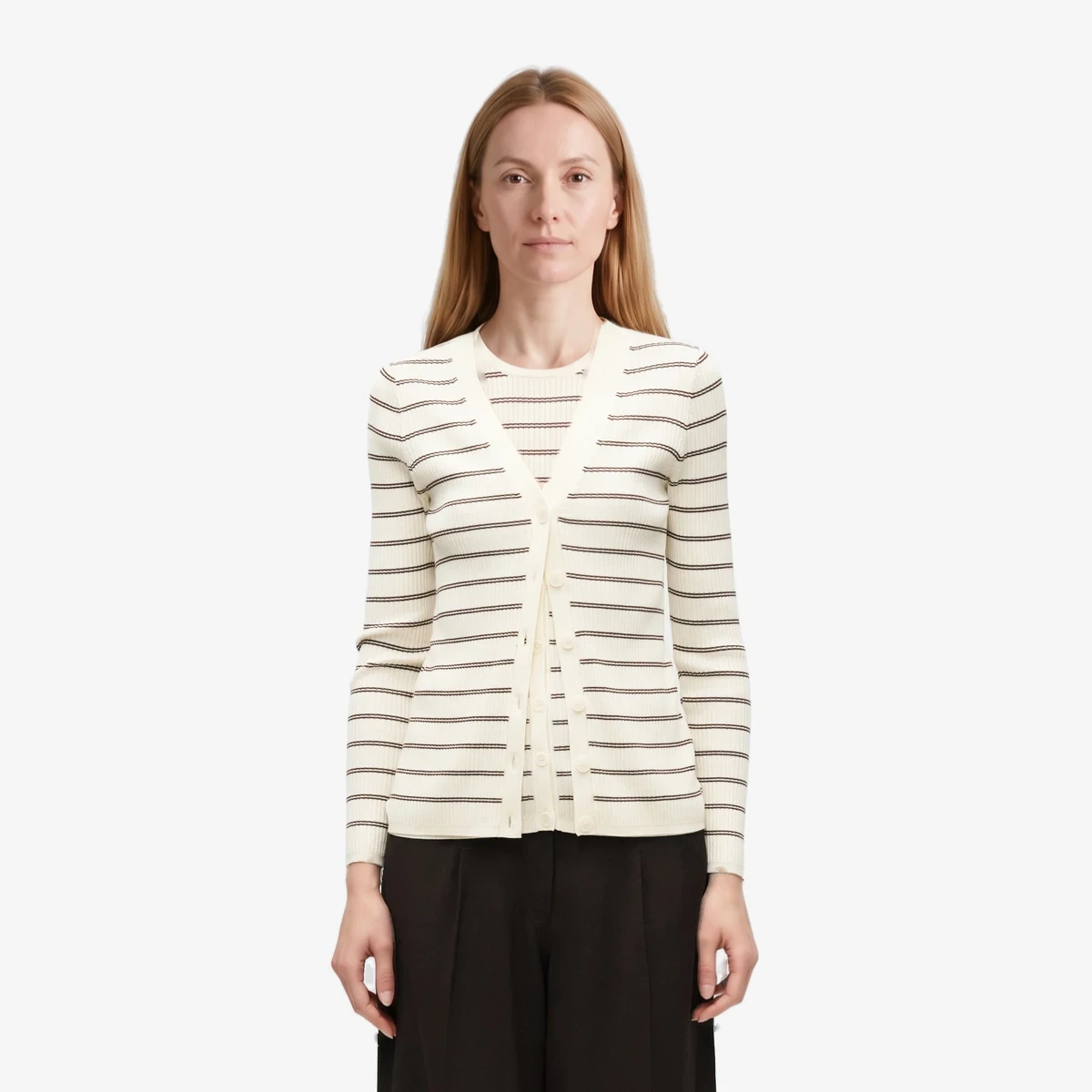 Ancien Striped Rib-Knit Cardigan ხედი 2
