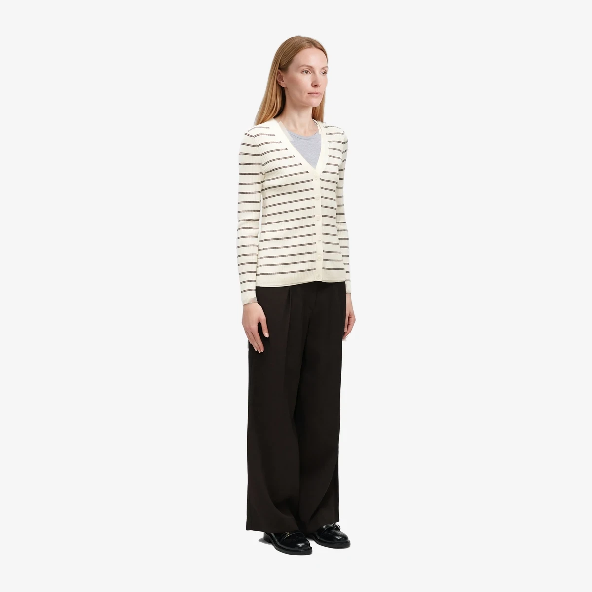 Ancien Striped Rib-Knit Cardigan ხედი 4